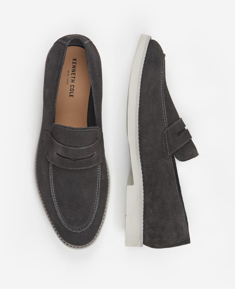 Kenneth Cole Reaction Savon Casual Penny Loafer mocassino in camoscio grigio