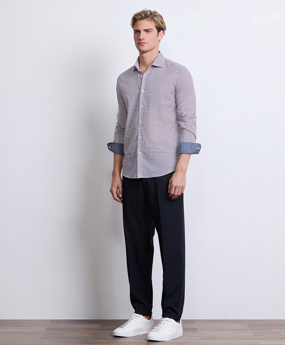 Markup Uomo Camicie Camicia mussola stampata collo italiano uomo