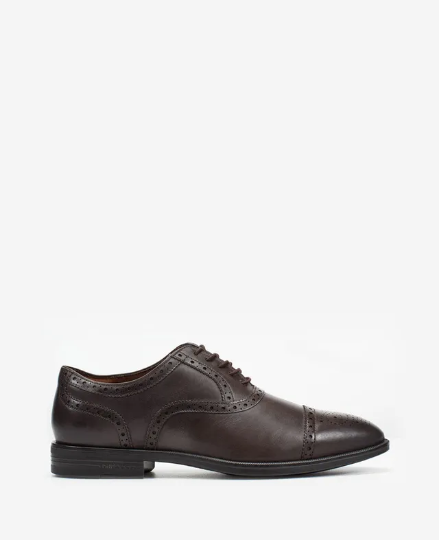 Kenneth Cole Reaction Future Pod Medallion Cap Toe scarpe marroni in pelle