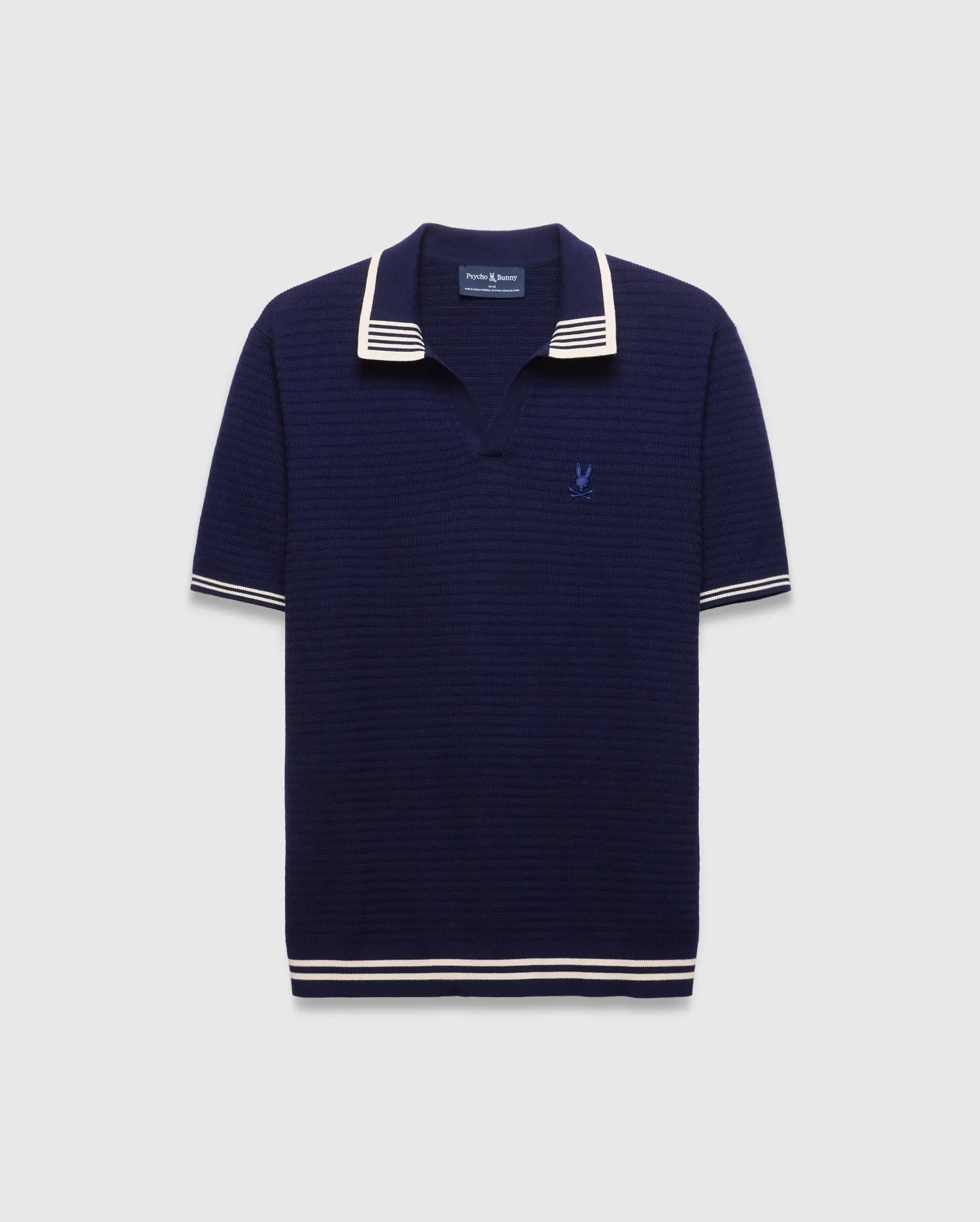 Psycho Bunny Men's Polos Elowen Knit Polo polo blu sera in cotone