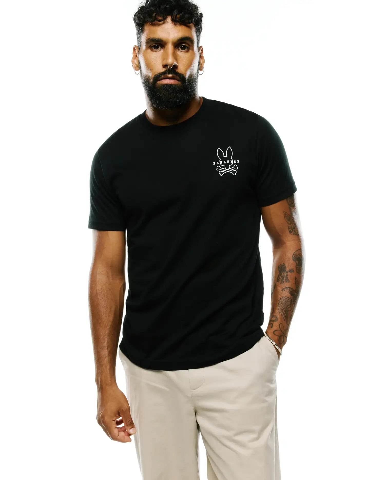 Psycho Bunny Men's Tees MENS PIERS PIMA COTTON BACK GRAPHIC TEE - MT0200366 t-shirt uomo nera