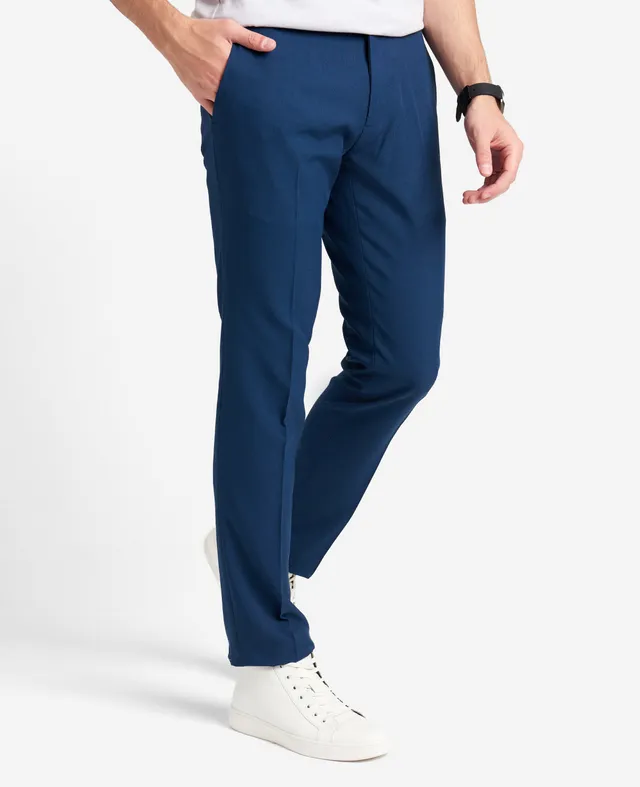 Kenneth Cole Reaction Clothing Modern-Fit Micro Check Stretch Trouser pantaloni blu elasticizzati