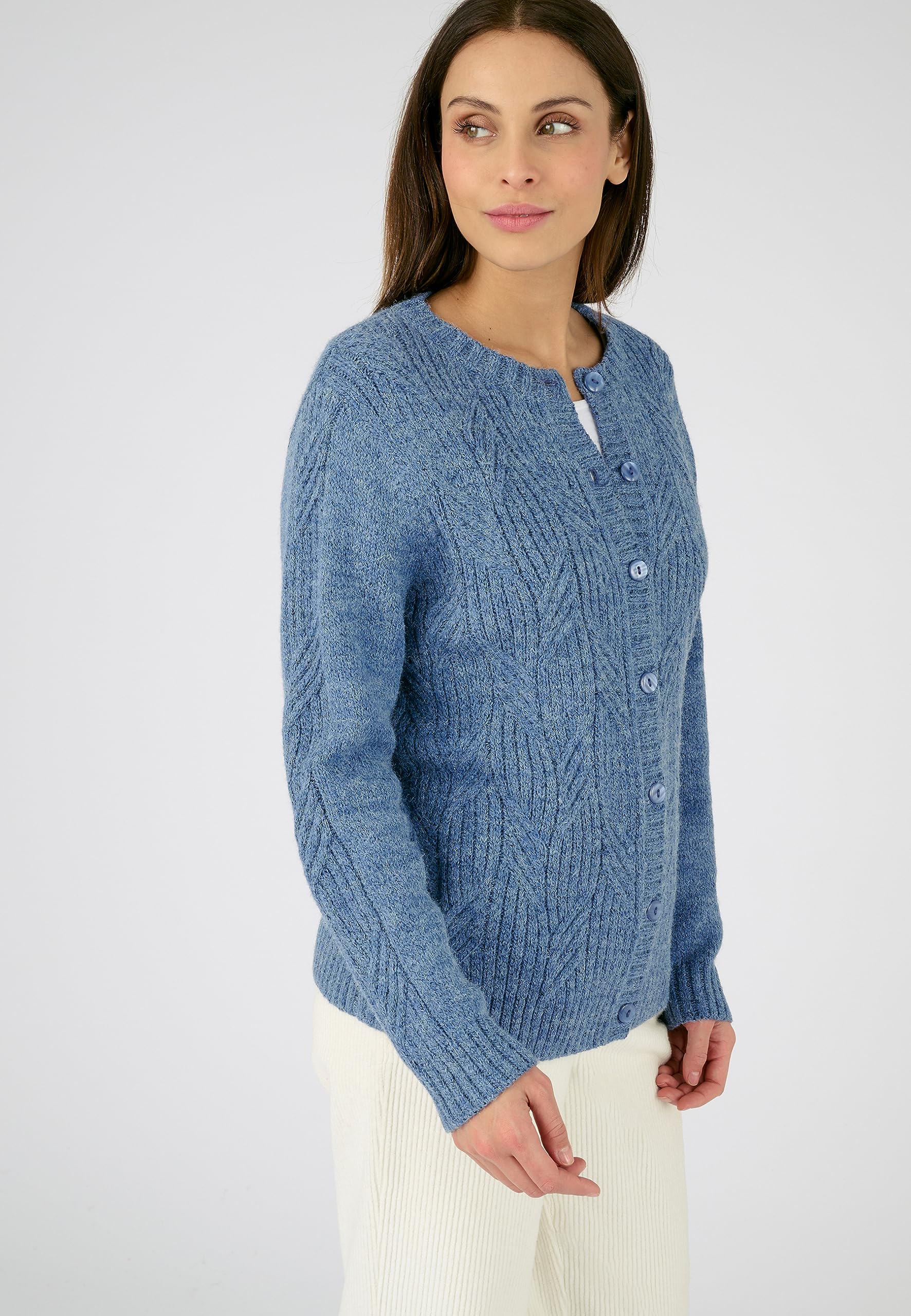 Damart Thermolactyl cardigan in maglia mélange blu screziato XS