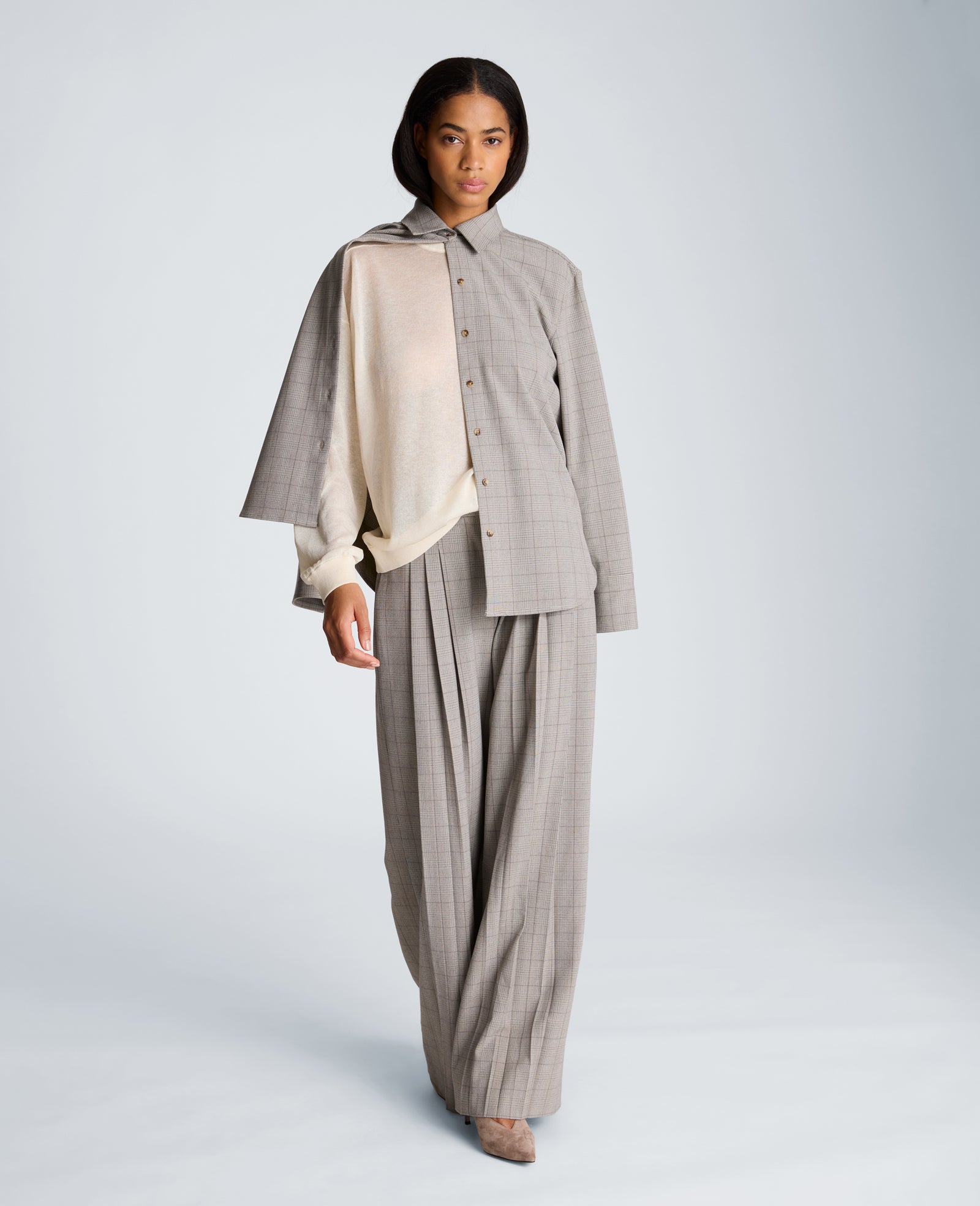 Kenneth Cole Reaction Clothing Sheer Crew Neck Sweatshirt felpa color oyster in acrilico