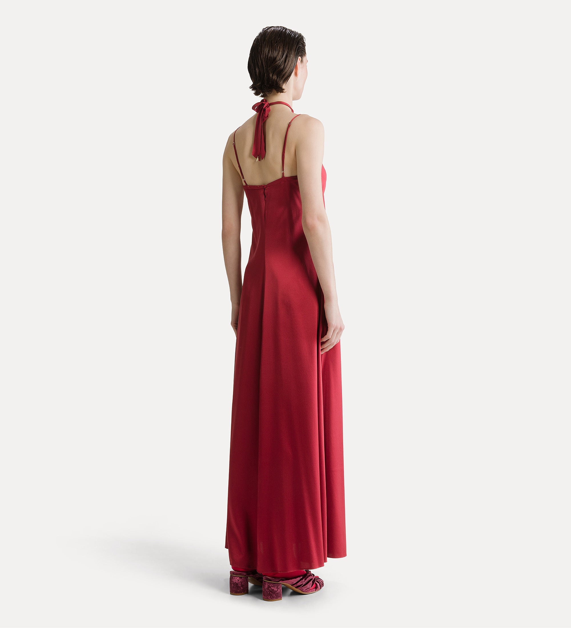 Forte abiti spaghetti strap dress abito pomegranate in seta stretch
