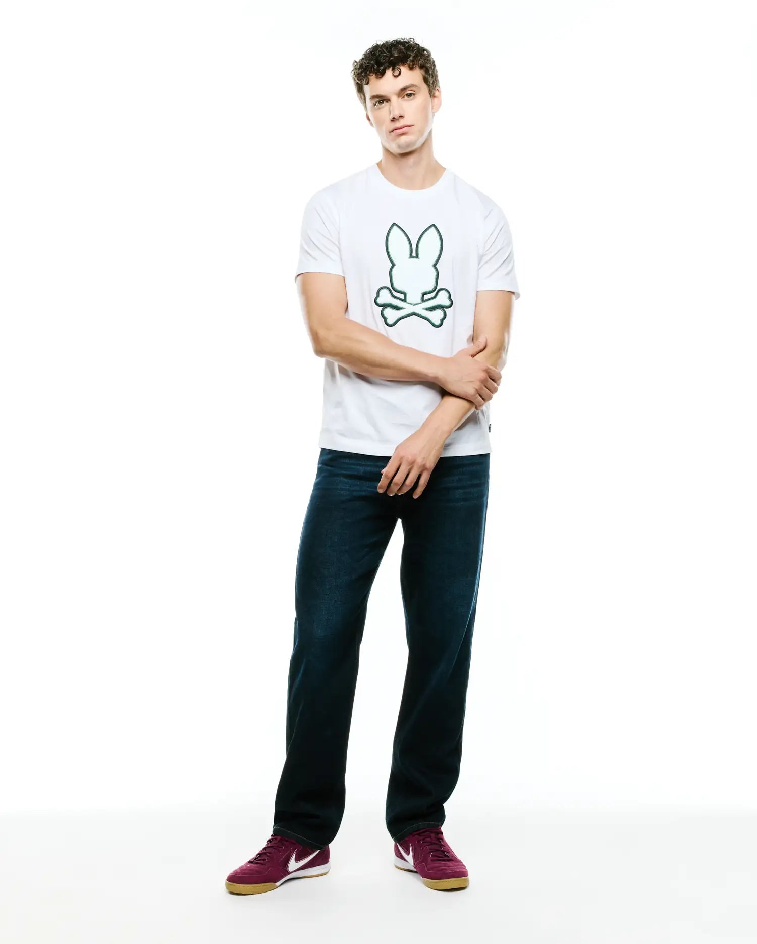 Psycho Bunny Men's Tees Bruno Graphic Tee maglietta bianca 100, cotone