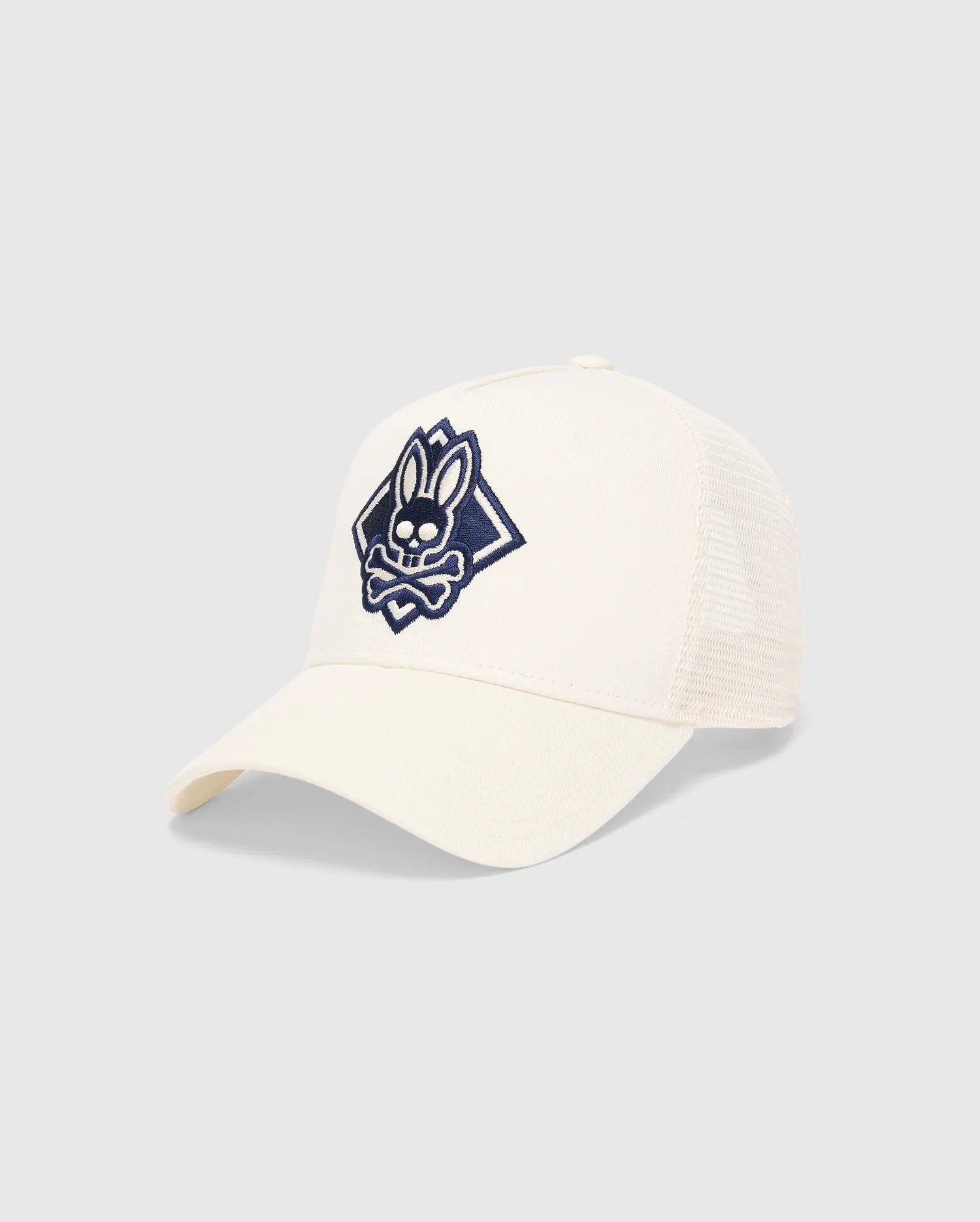 Psycho Bunny Accessories Tobias Trucker Cap cappellino bianco cotone