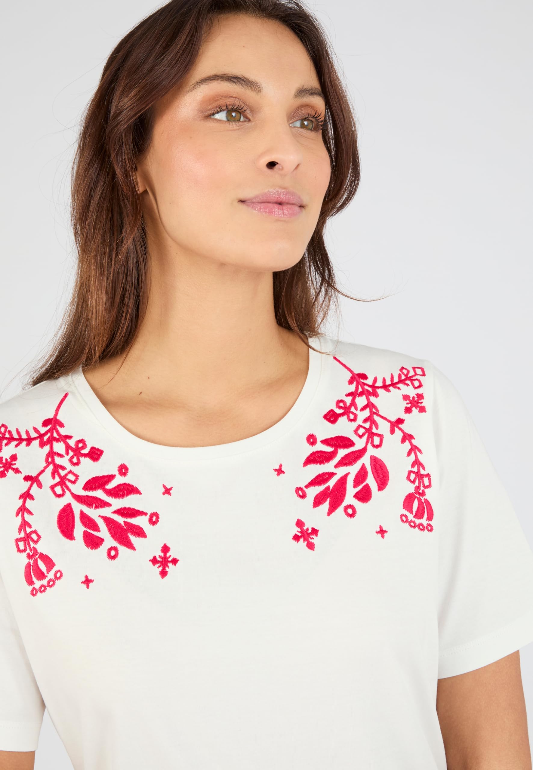 Damart Prêt-à-porter T-shirt ricamata donna puro cotone