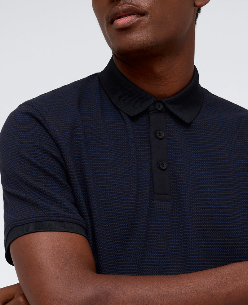 Kenneth Cole Reaction Clothing Contrast Placket Button Polo polo nera uomo S-XXL cotone