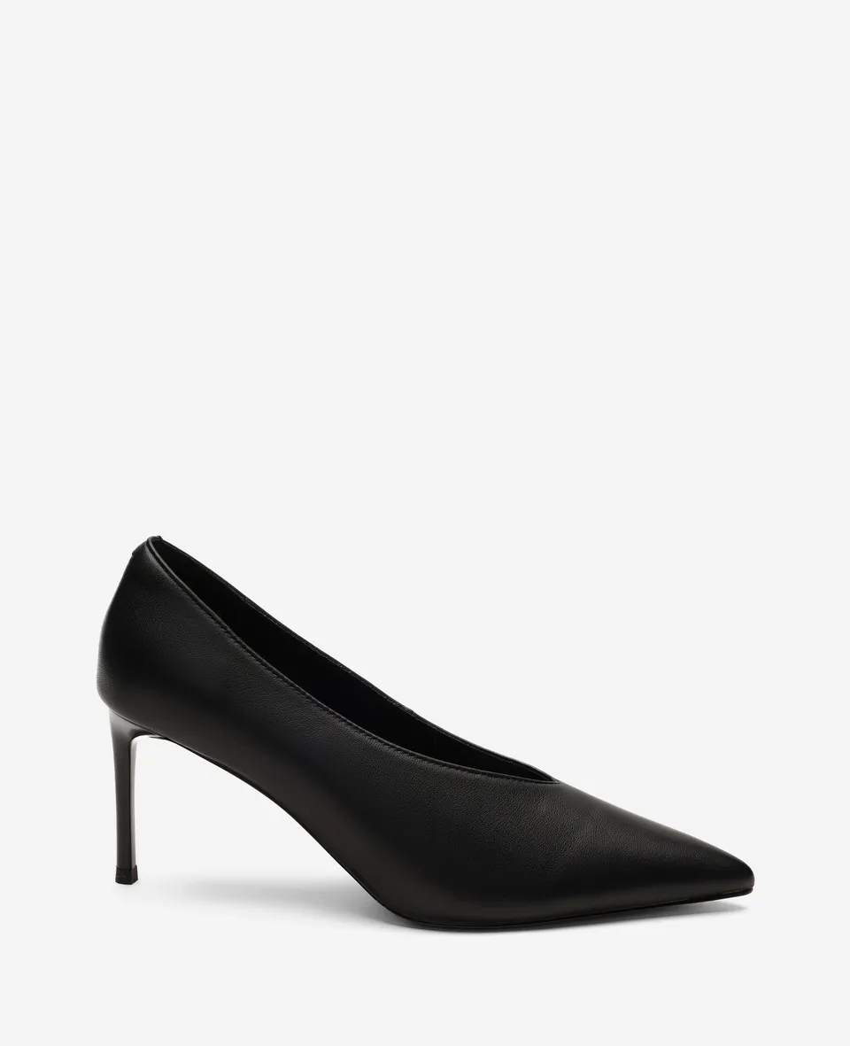 Kenneth Cole Reaction Shoes Perfecto Leather High Vamp Pump décolleté nere pelle