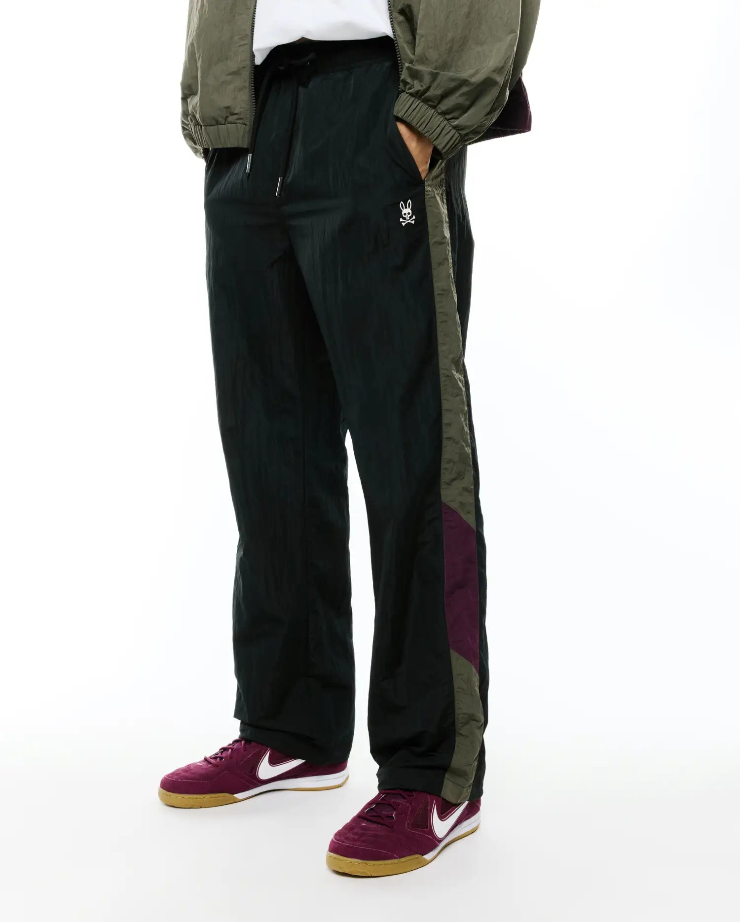 Psycho Bunny Men's Pants Alder Nylon Colorblock Pants pantaloni neri