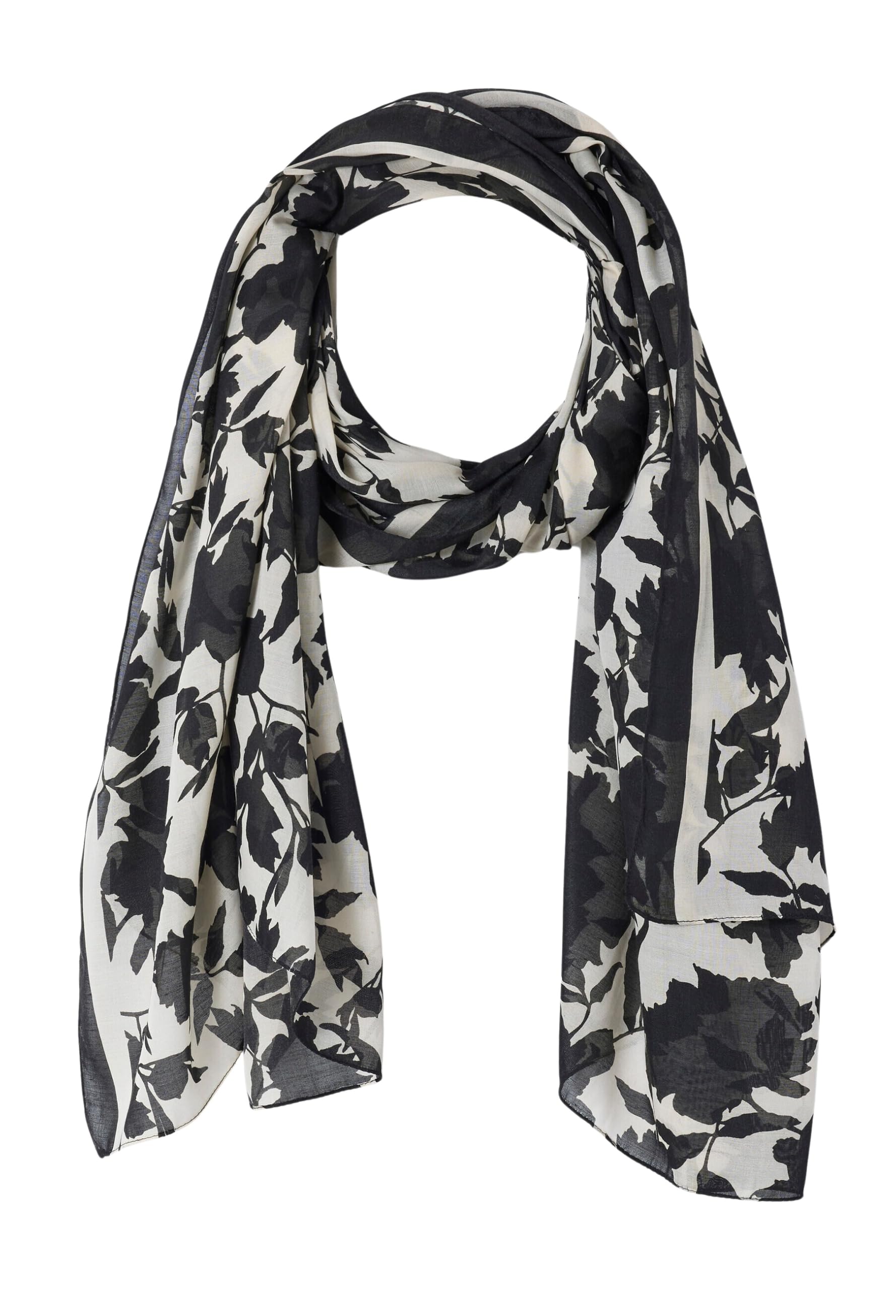 Damart Accessori Sciarpa con stampa vegetale a contrasto donna nera 180 x 100 cm