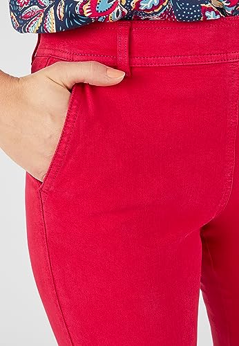 Damart Prêt-à-porter Pantaloni Bi-Stretch Effetto Pancia Piatto pantaloni rosso ciliegia taglia 40