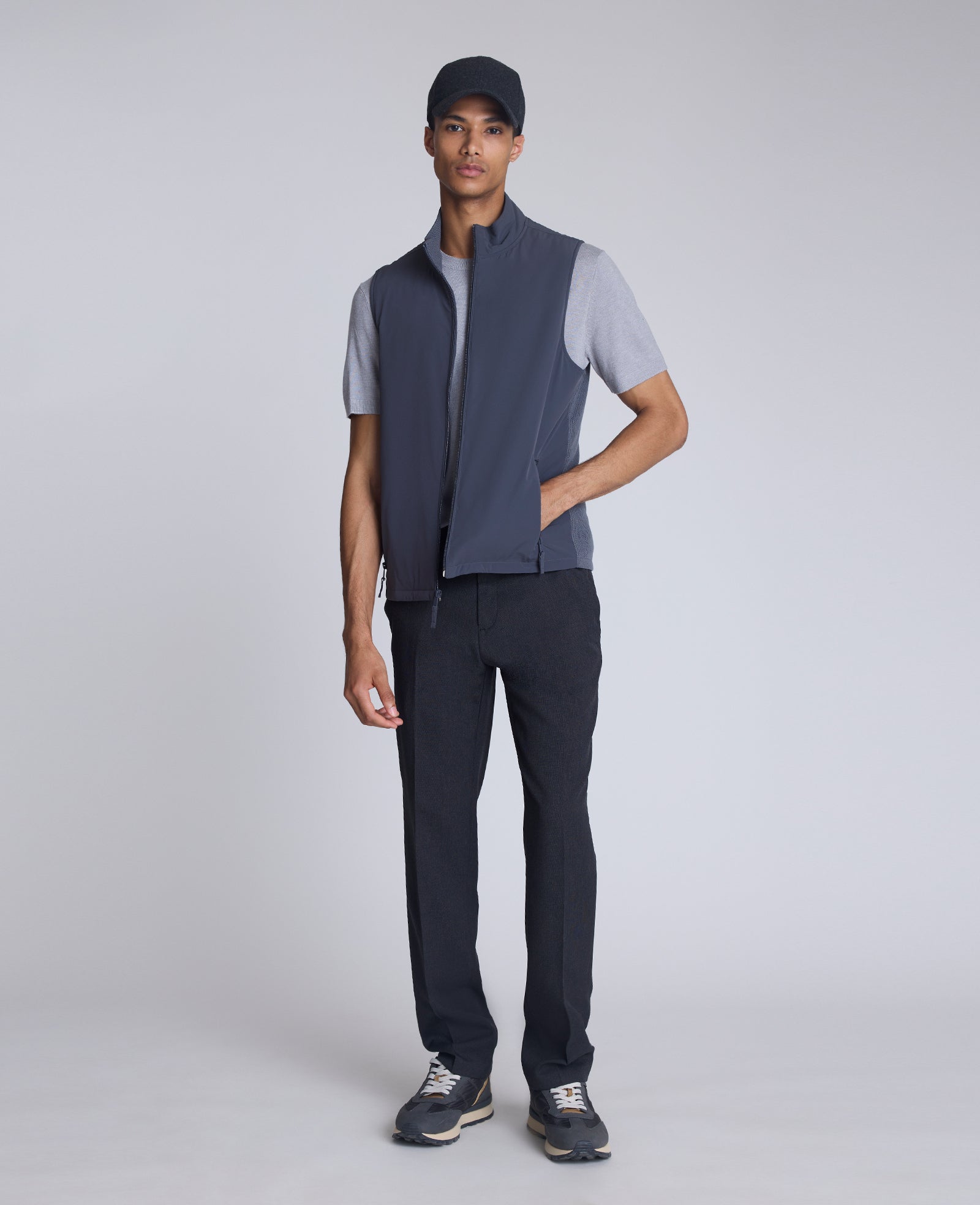 Kenneth Cole Reaction Clothing Mixed Media Vest gilet imbottito grigio