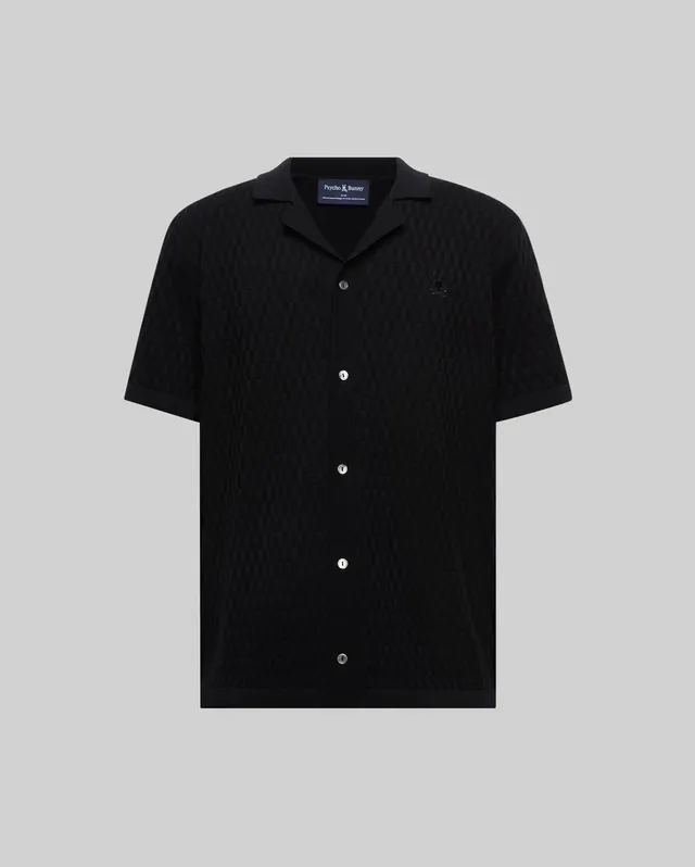 Psycho Bunny Men's Shirts Xandros Knit Shirt MT0300144 camicia nera