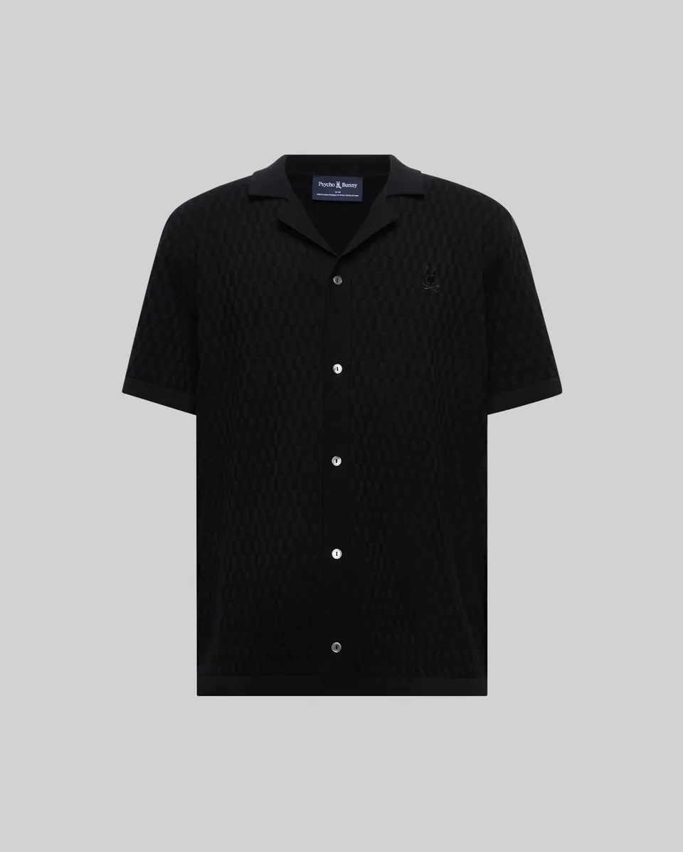 Psycho Bunny Men's Shirts Xandros Knit Shirt MT0300144 camicia nera