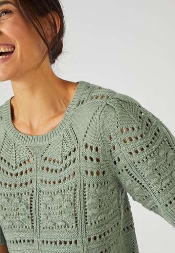 Damart Prêt-à-porter Maglione Maglia traforata Effetto Uncinetto Donna verde 38-44