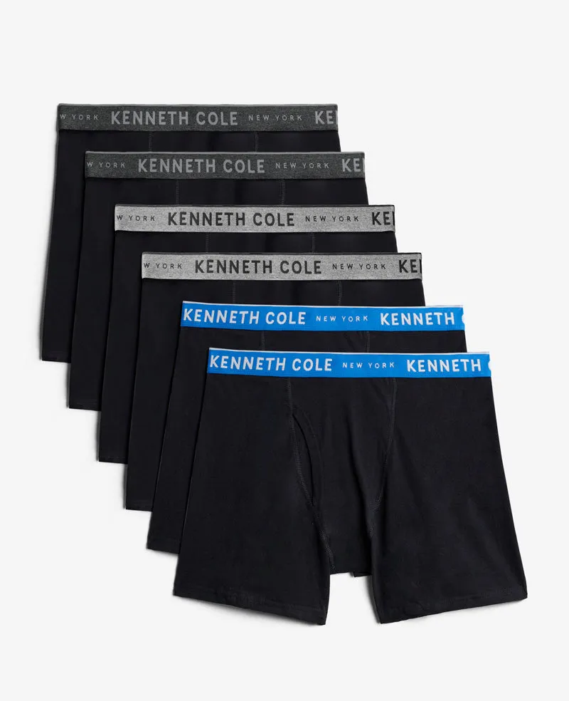 Kenneth Cole Reaction Clothing Cotton Stretch Boxer Briefs boxer grigi 6 pezzi in cotone elasticizzato