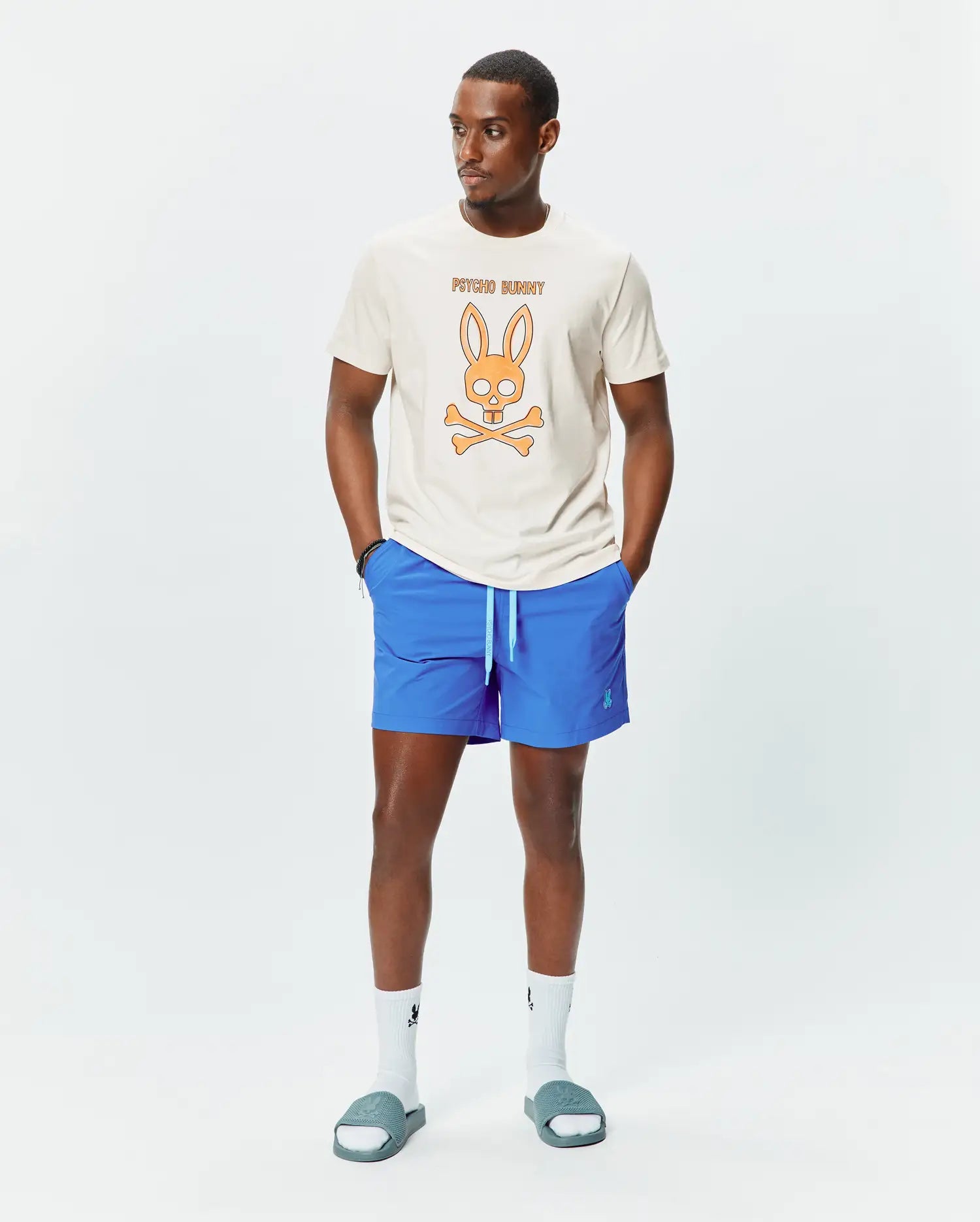 Psycho Bunny Men's Tees Adler Graphic Tee t-shirt bianca cotone Pima