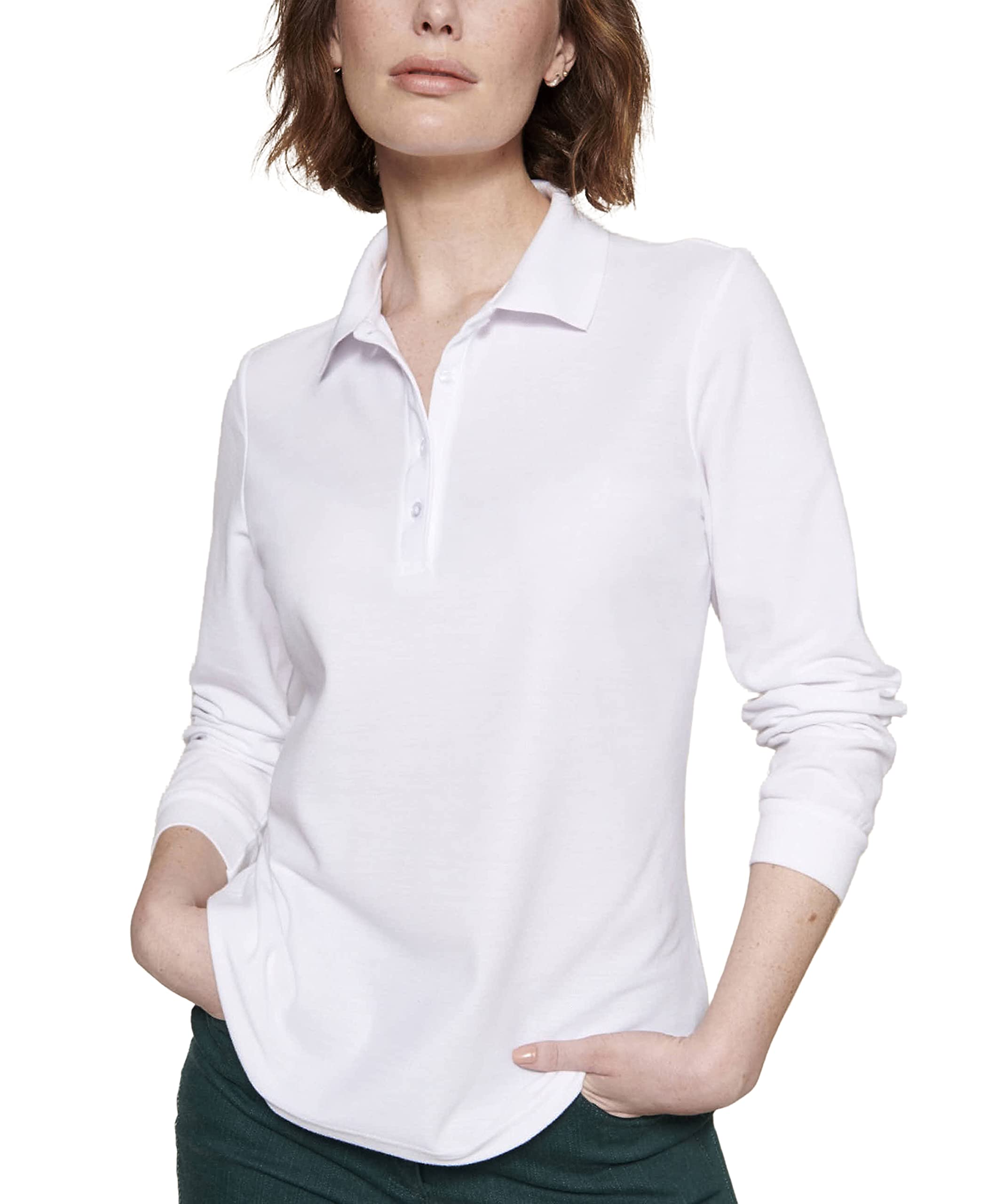 Damart Prêt-à-porter polo in maglia trapuntata bianca 38