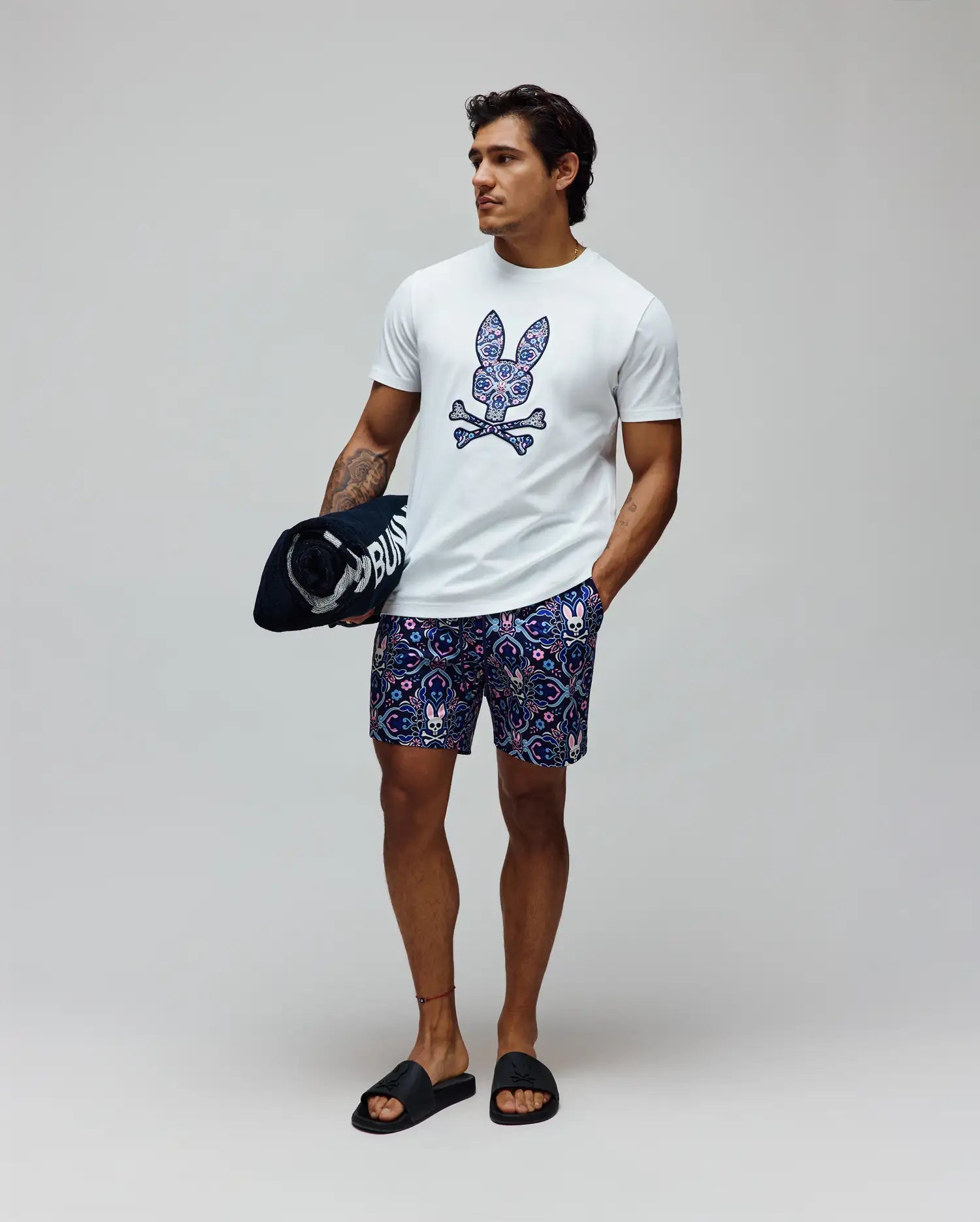 Psycho Bunny Men's Swimwear Luke Swim Trunk 6 costume blu paisley