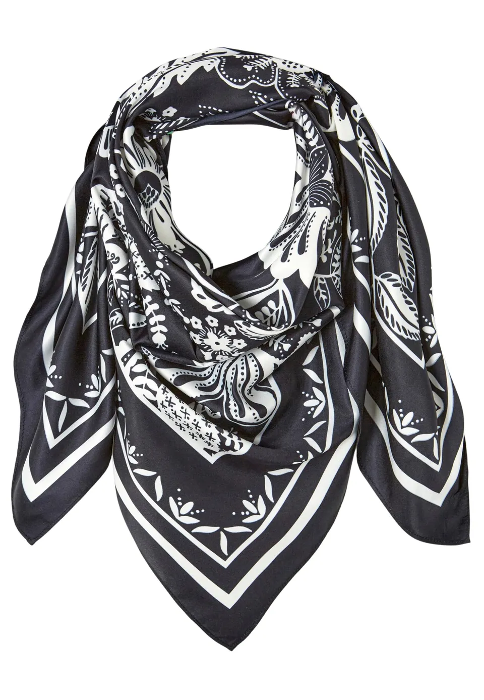 Damart Accessori Sciarpa quadrata donna con stampa vegetale nera