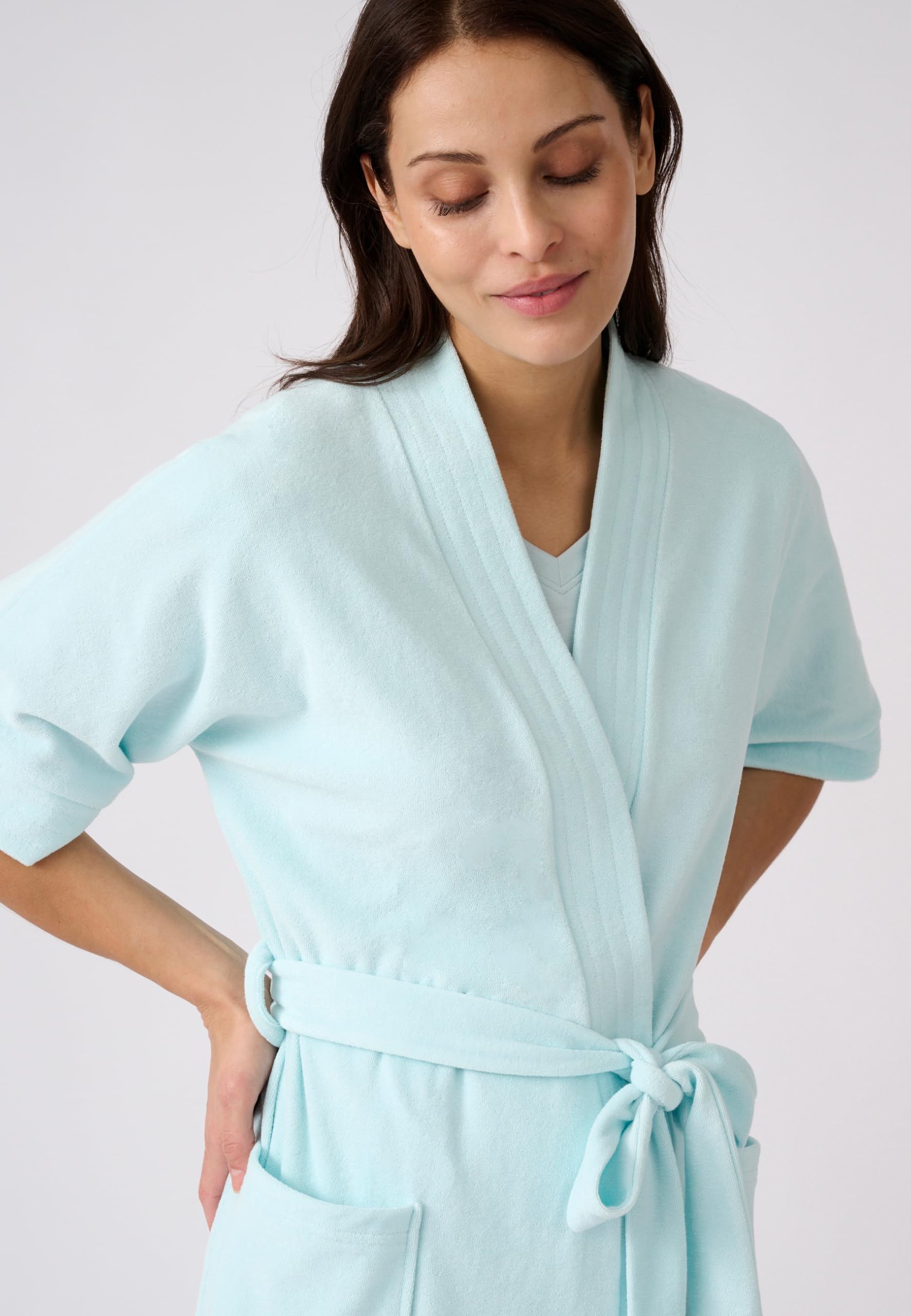 Damart Homewear vestaglia donna kimono XS in maglia fiocco