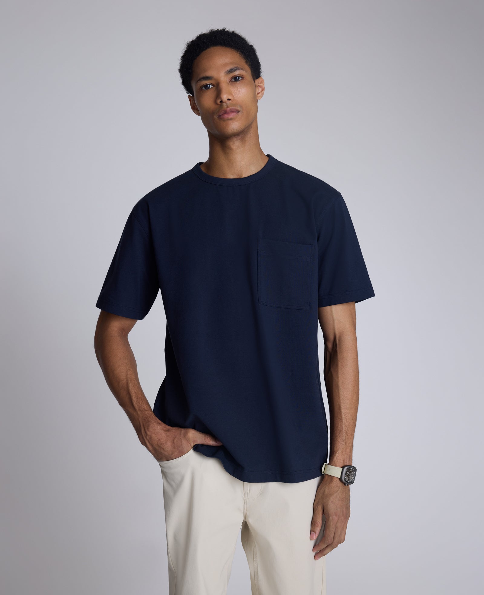 Kenneth Cole Reaction Clothing Oversized Tee T-shirt blu navy in cotone elasticizzato