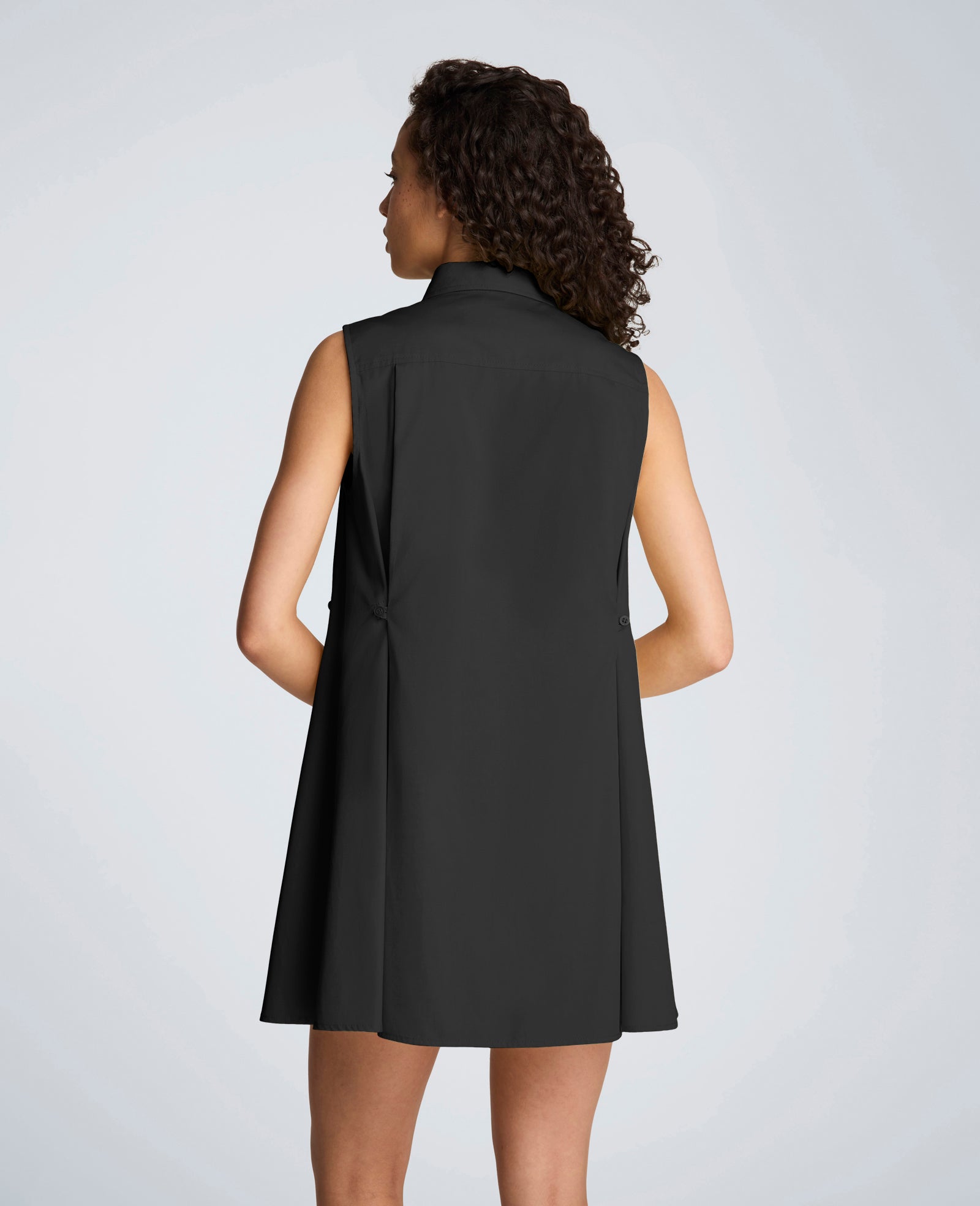 Kenneth Cole Reaction Clothing Cotton Poplin abito mini chemisier nero
