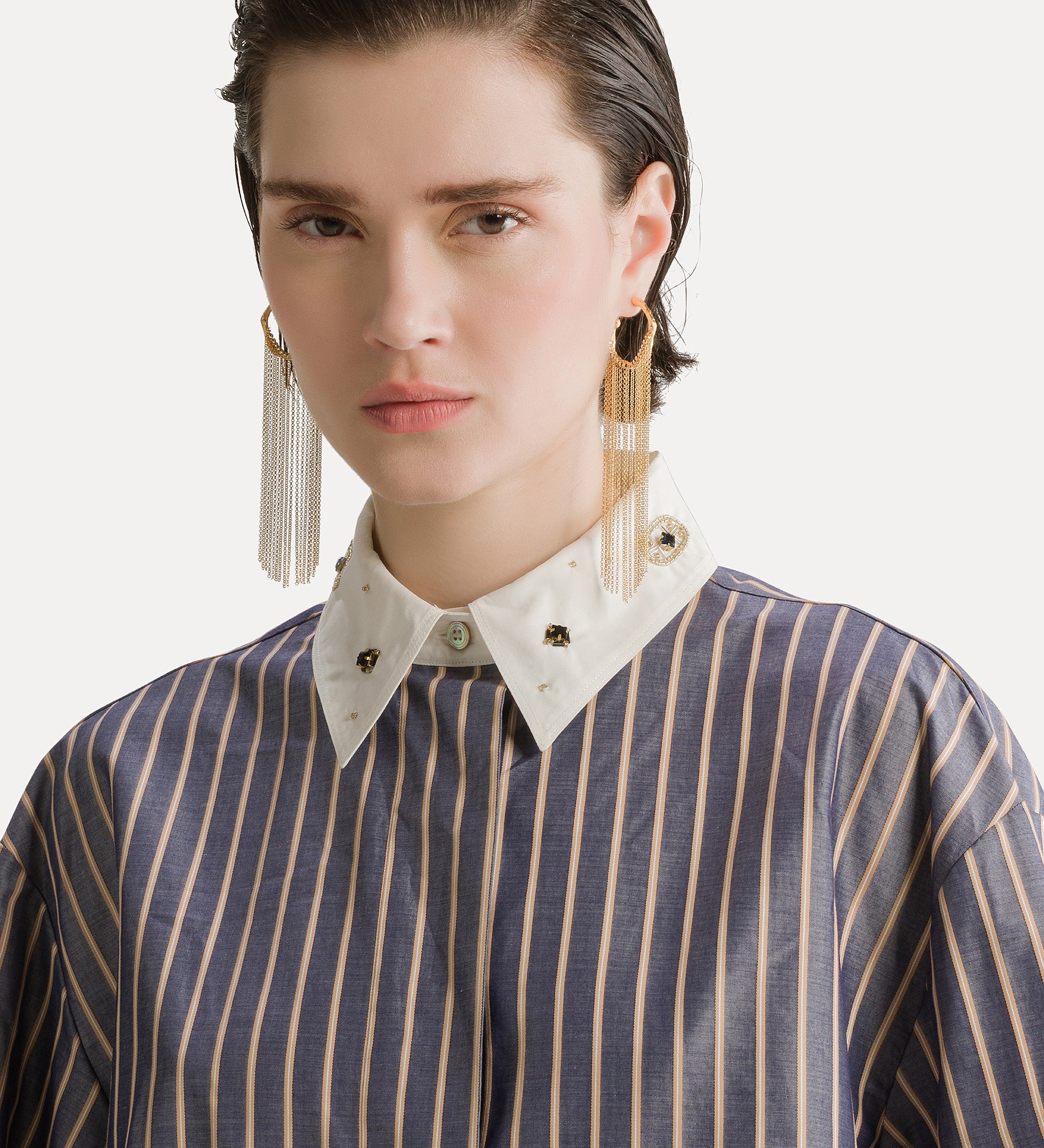 Forte camicie overshirt in popeline ricamato Notte