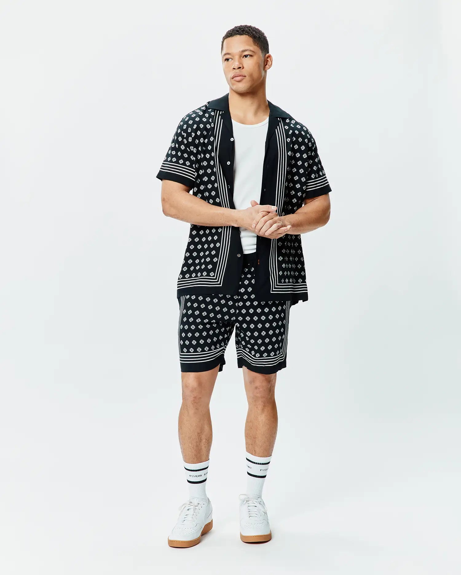 Psycho Bunny Men's Shorts Nick Tencel Short 7" MB0700026 bermuda nera Tencel