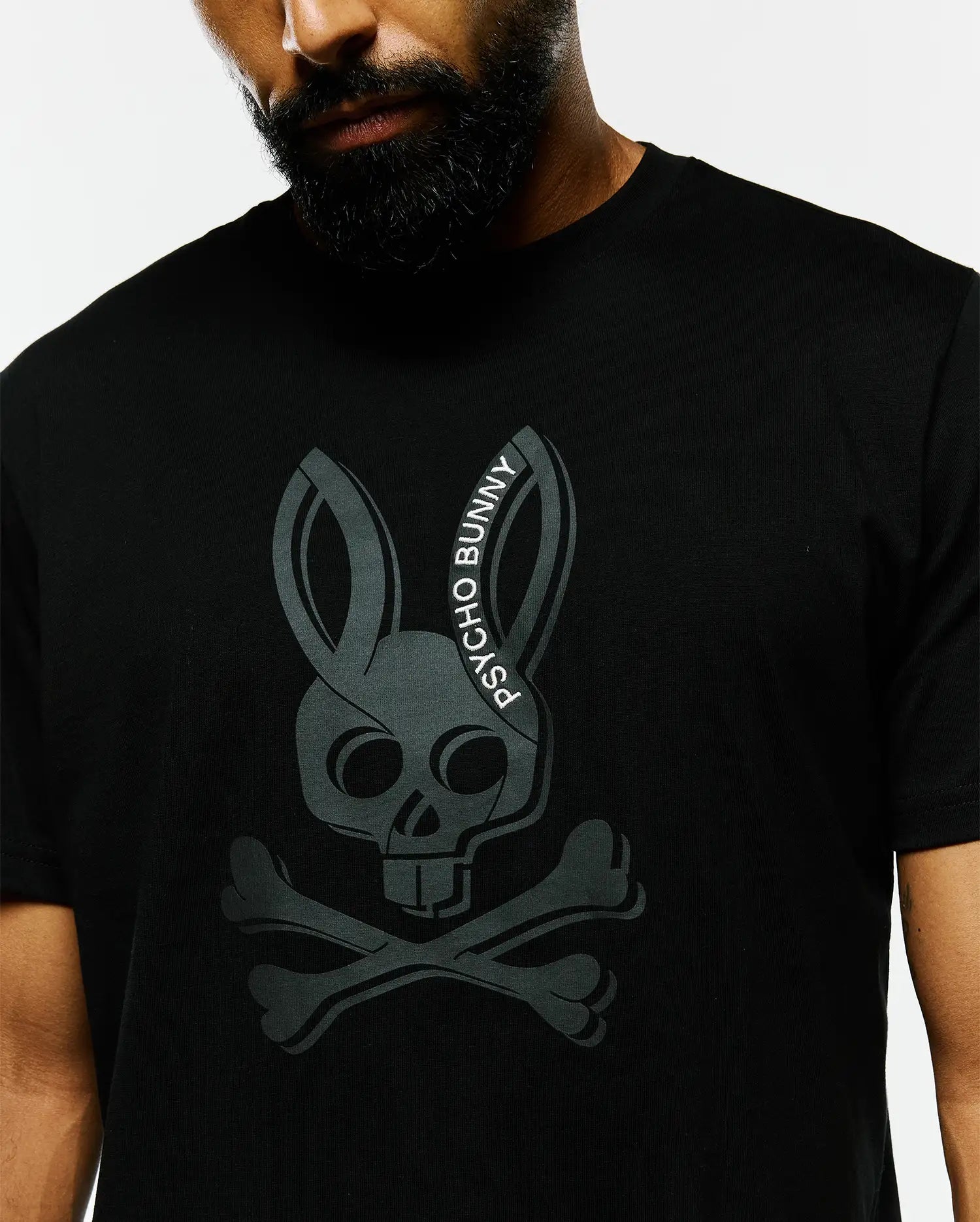 Psycho Bunny Men's Tees Serge Graphic Tee t-shirt 002 Black 2 in cotone Pima