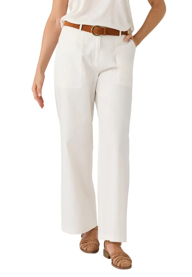 Damart Prêt-à-porter pantaloni misti lino e cotone donna 56 bianco