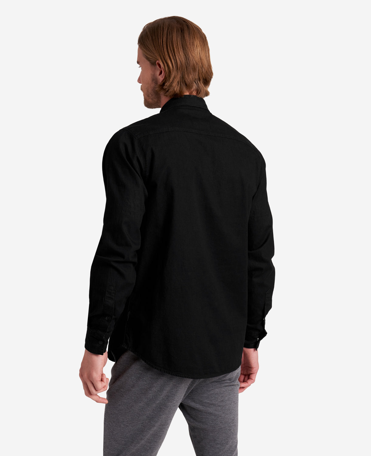 Kenneth Cole Reaction Clothing Slim-Fit Organic Stretch Denim Two Pocket Shirt camicia nera