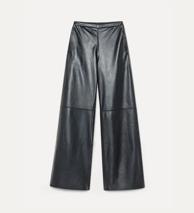 Forte pantaloni in nappa a vita alta petrolio