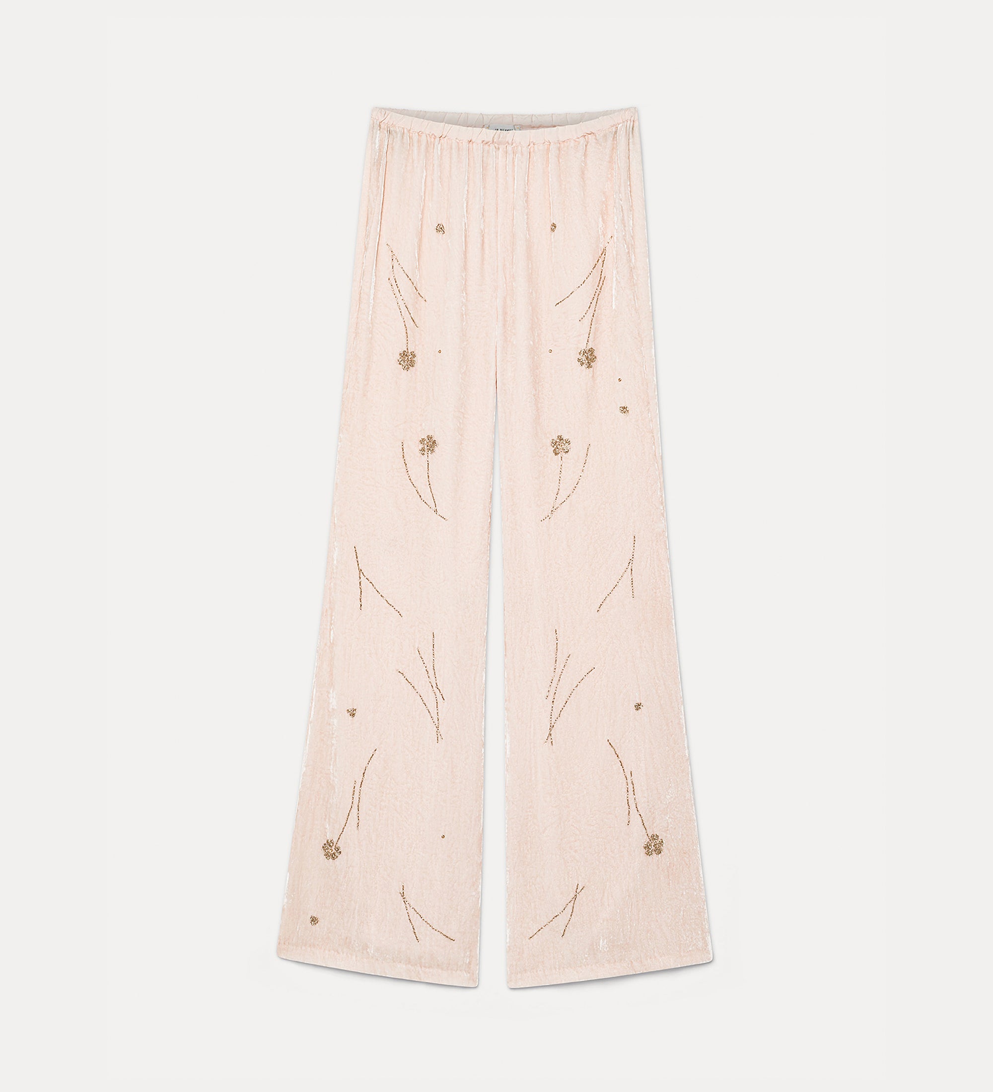 Forte pantaloni Fleurs d'Orient pantaloni loto velluto ricamato