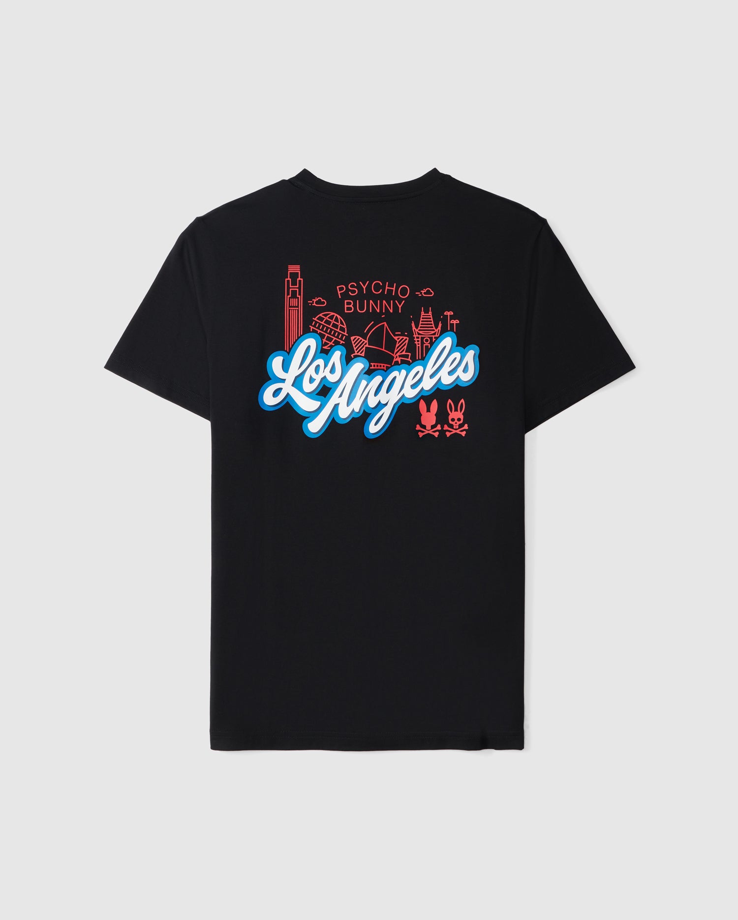 Psycho Bunny Men's Tees Los Angeles City Tee B6U861A2PC T-shirt nera in cotone Pima