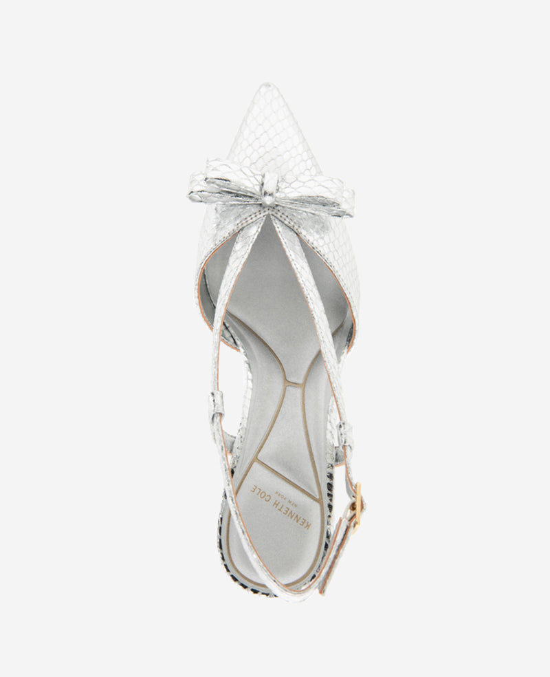 Kenneth Cole Reaction Shoes Umayra Metallic Snake Slingback Kitten Heel slingback argento