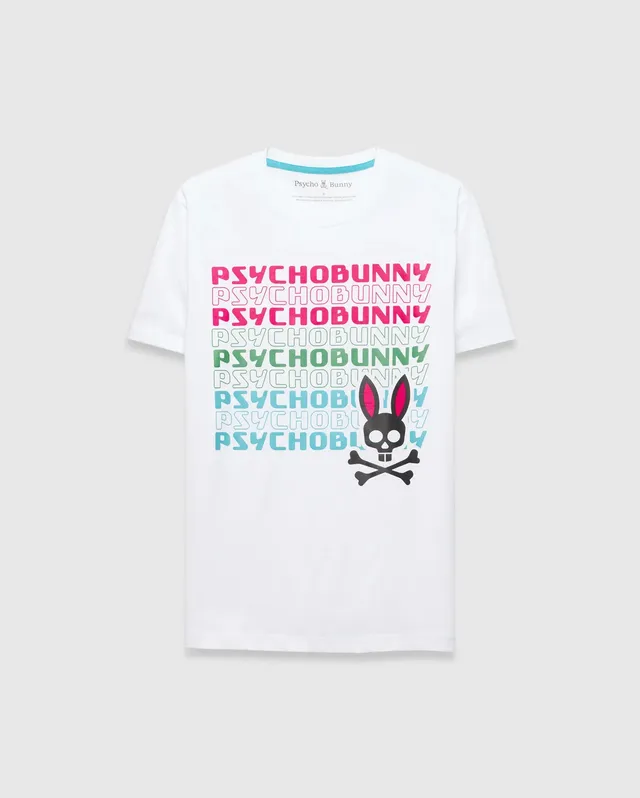 Psycho Bunny Men's Tees Landon Wordmark Tee t-shirt bianca XXS–XXXL cotone Pima