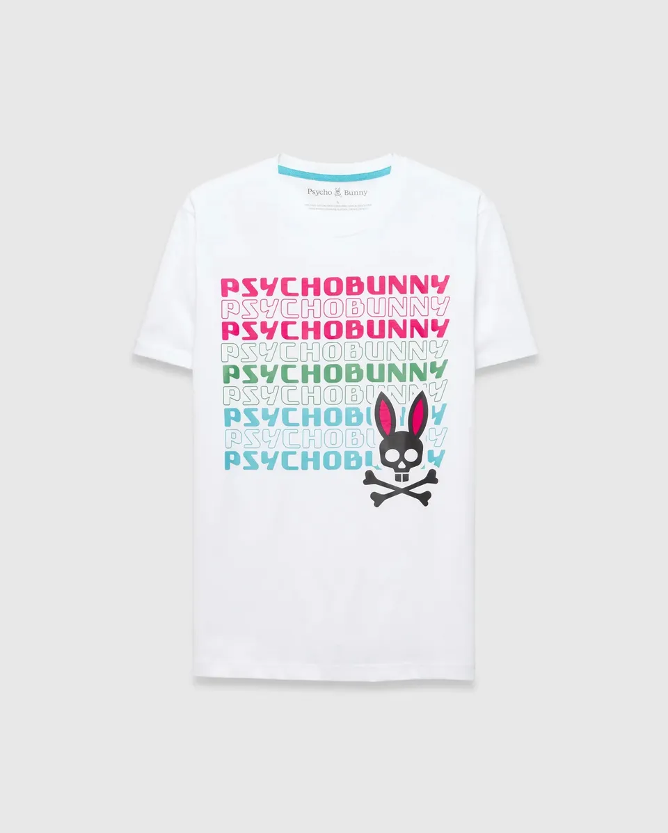 Psycho Bunny Men's Tees Landon Wordmark Tee t-shirt bianca XXS–XXXL cotone Pima