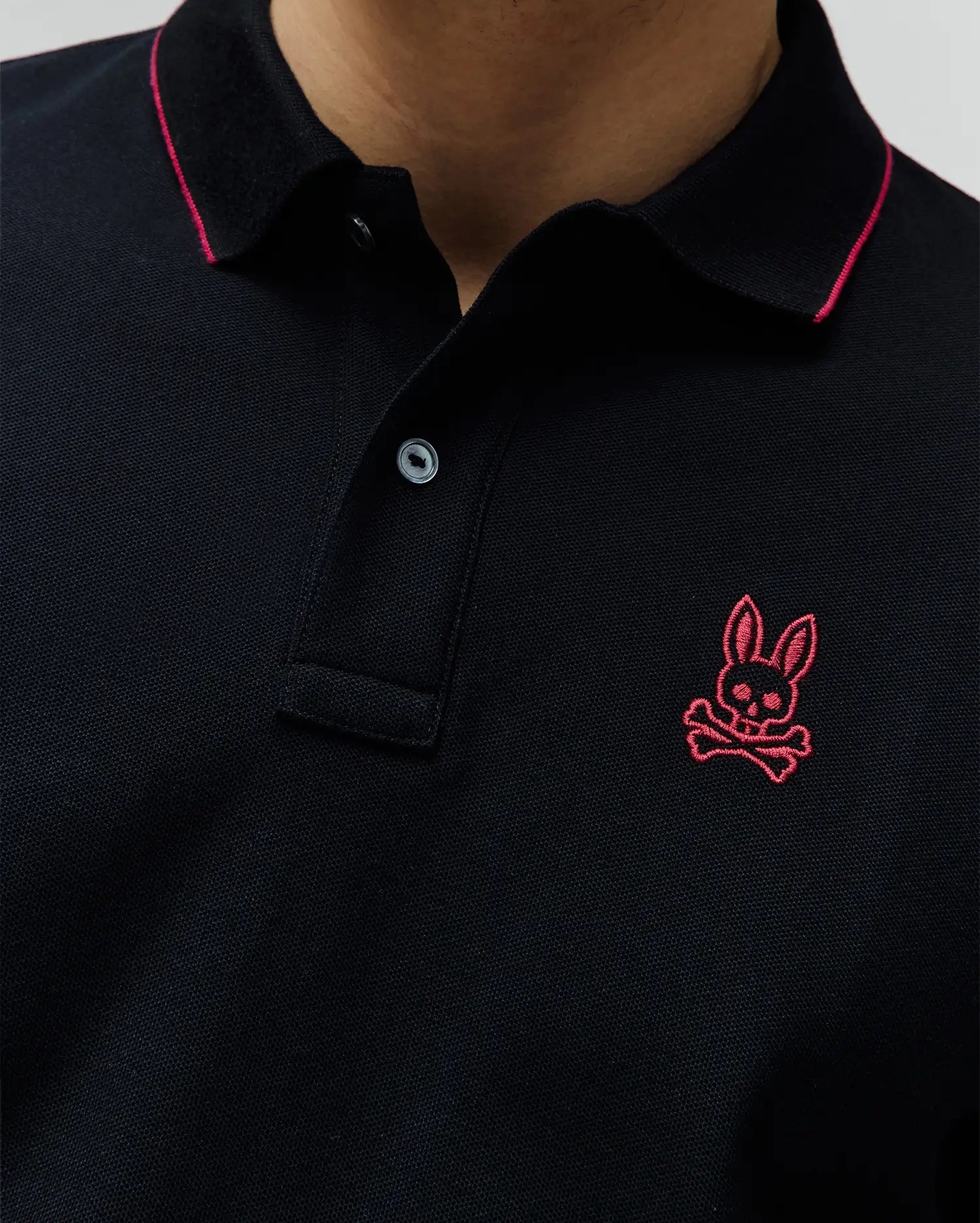 Psycho Bunny Men's Polos Men's Cyra Pique Polo polo nera in cotone Pima