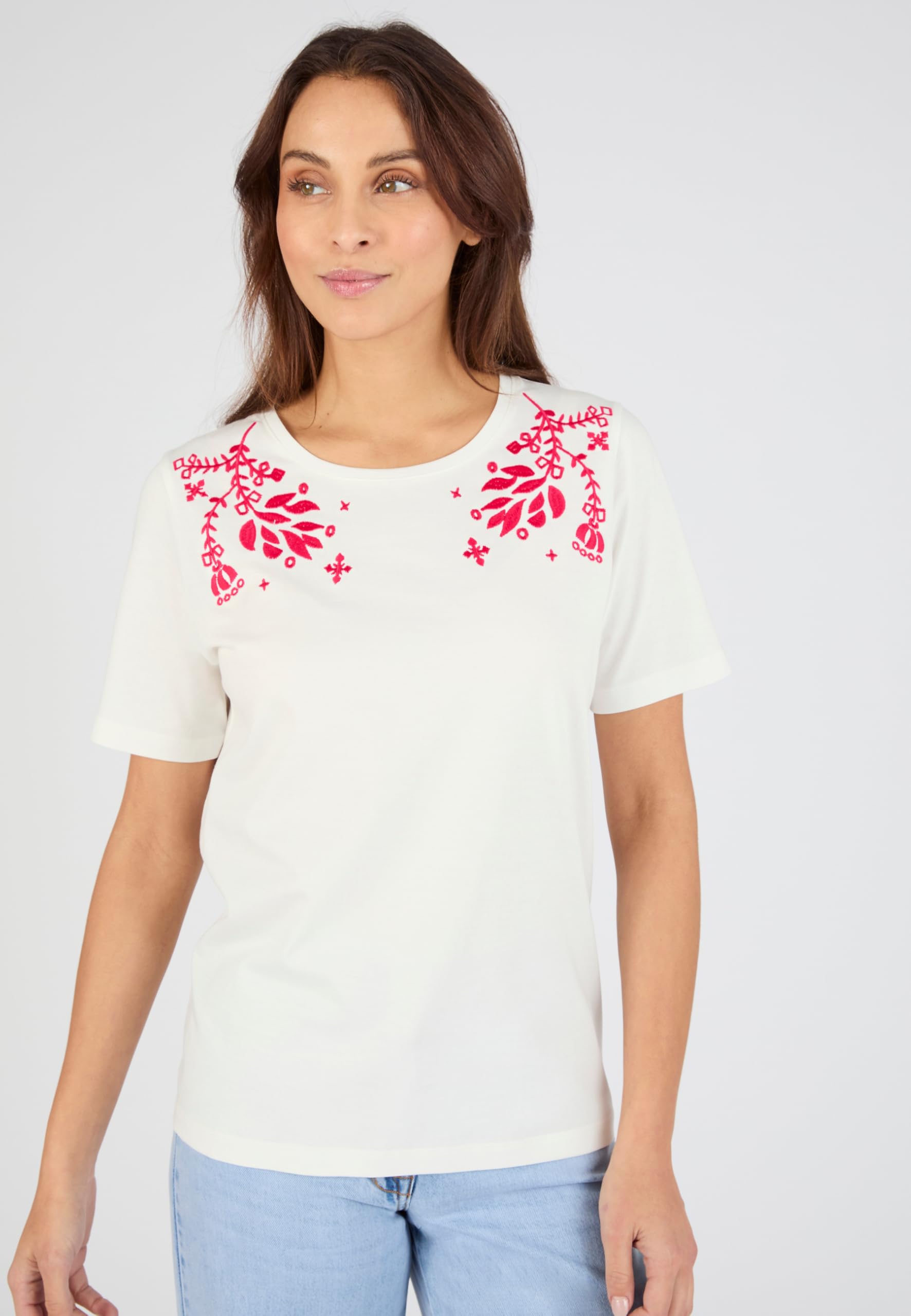 Damart Prêt-à-porter T-shirt ricamata donna puro cotone