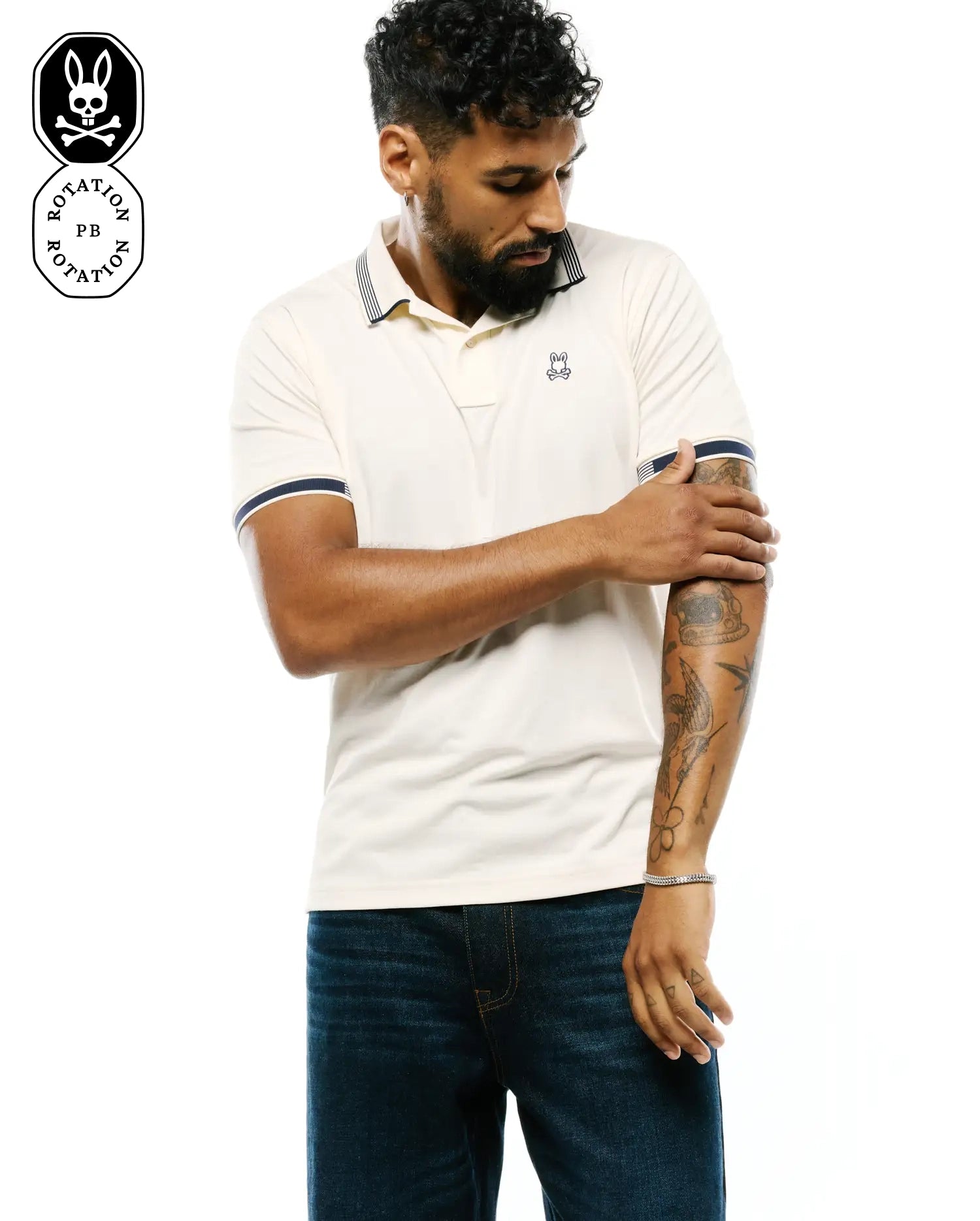 Psycho Bunny Men's Polos Timmy Performance polo bianca regular