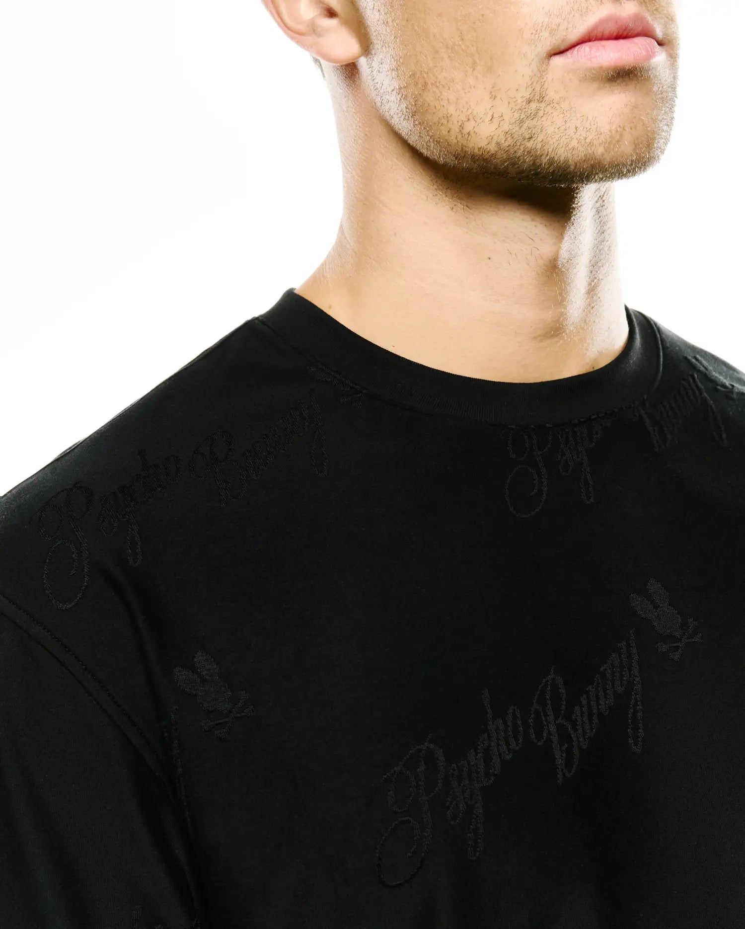 Psycho Bunny Men's Tees Mens Lenny Relaxed Jacquard Tee maglietta nera