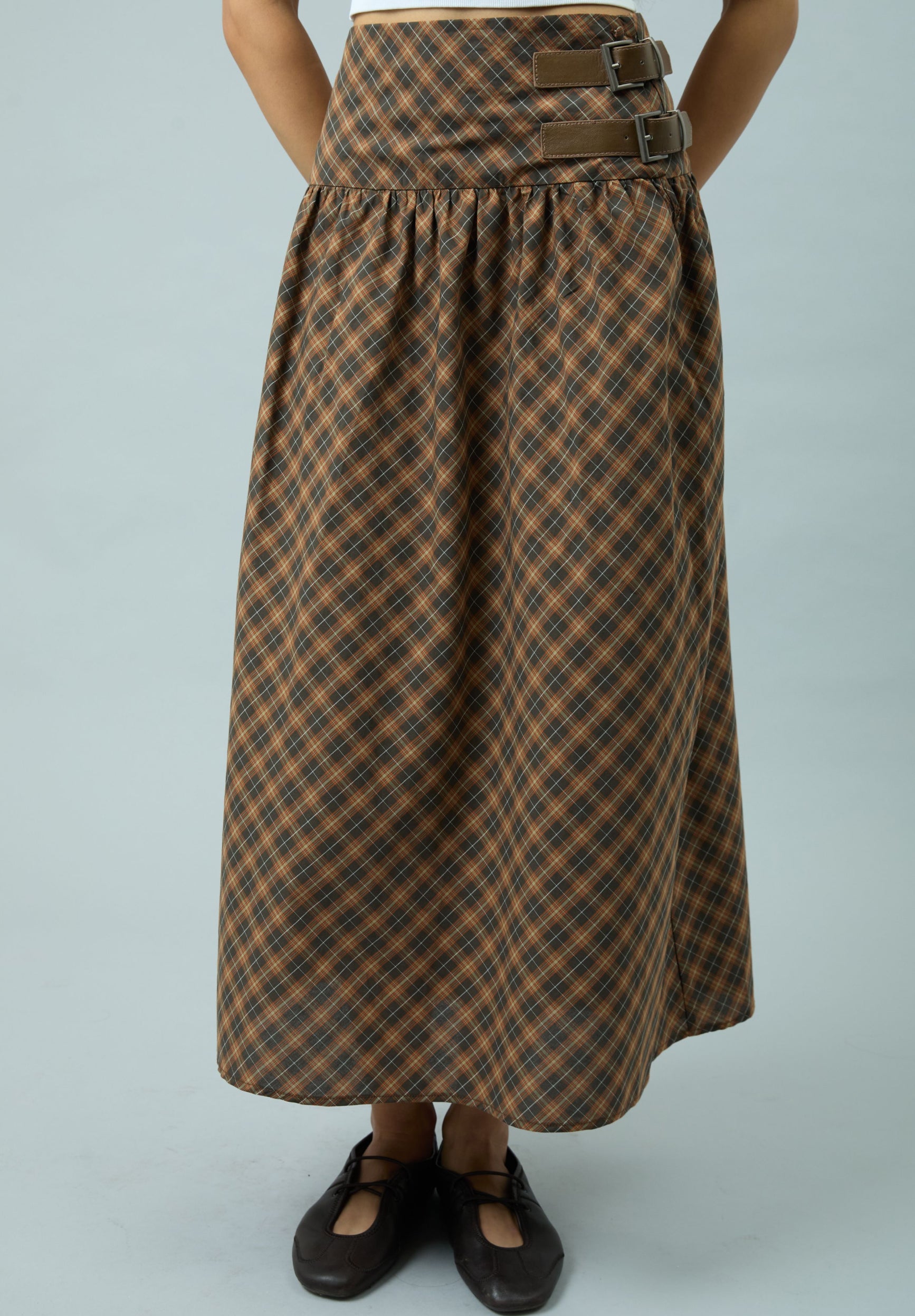House Of Sunny Women's Skirts CHECK BUCKLE SKIRT gonna midi a quadri UK 6-18