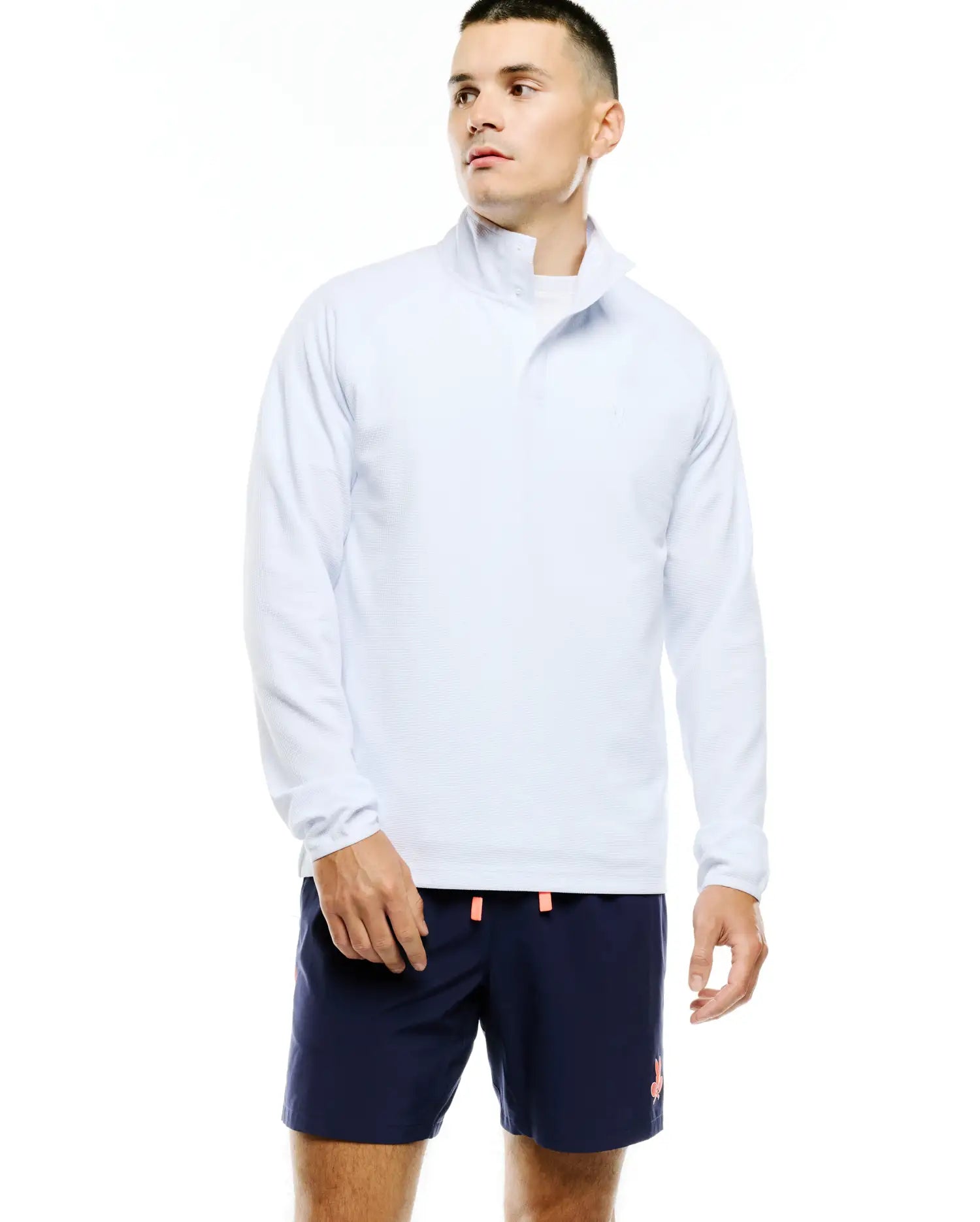 Psycho Bunny Men's Sweatshirts & Hoodies Tomas Waffle felpa bianca quarter zip