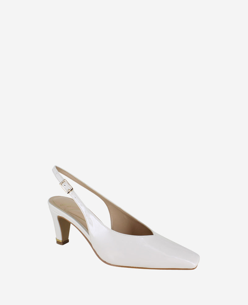 Kenneth Cole Reaction Shoes Meilani Patent Point Toe Slingback scarpa ecru patent