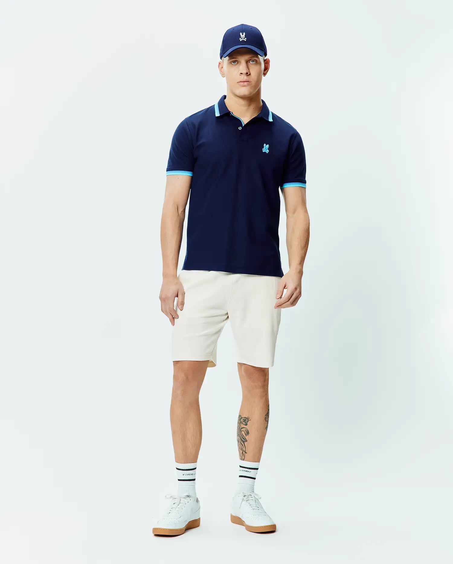 Psycho Bunny Men's Polos Holden Pique Polo uomo blu cotone Pima