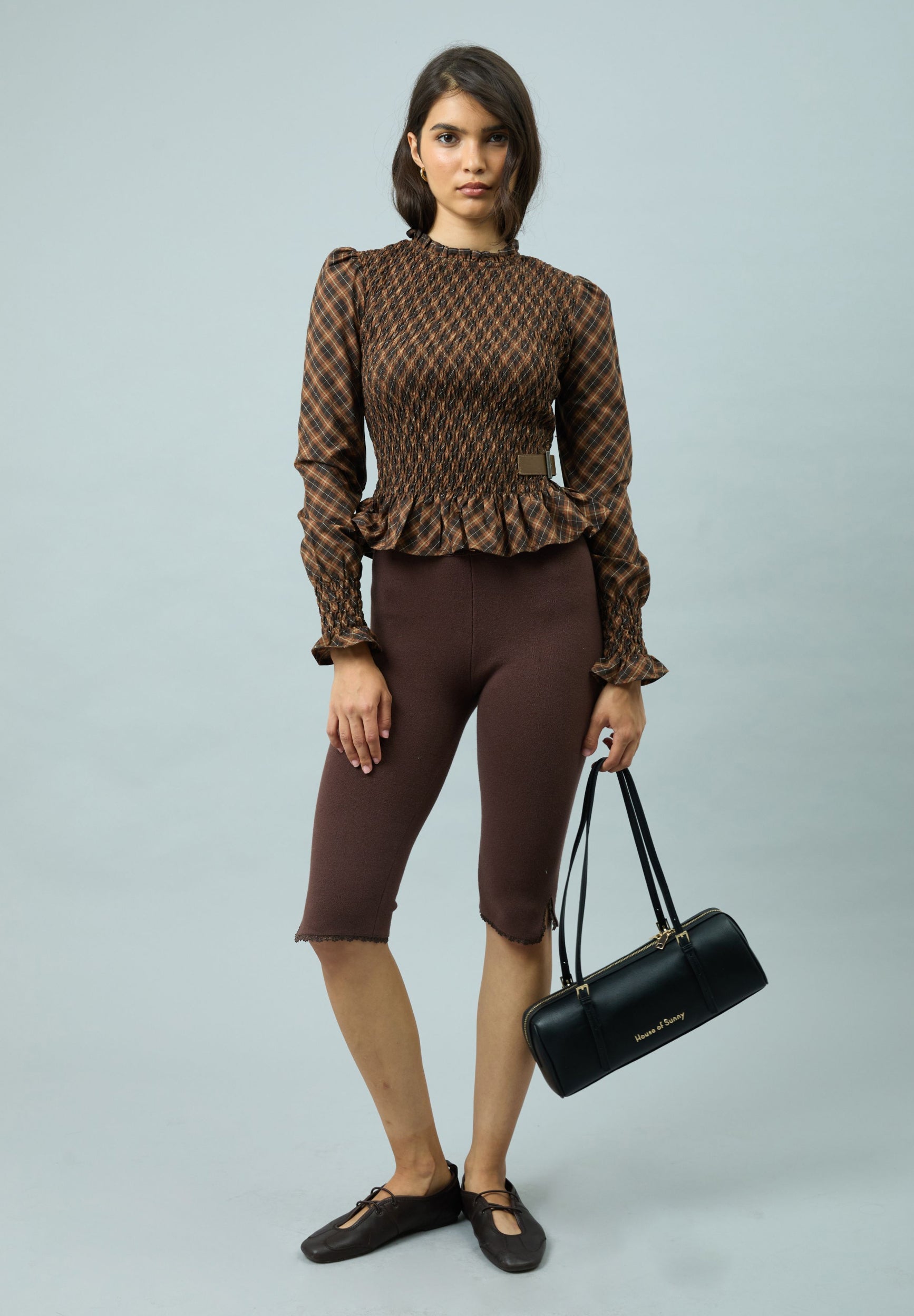 House Of Sunny Womens Tops CHECK RUCHED TOP top a quadri con cintura