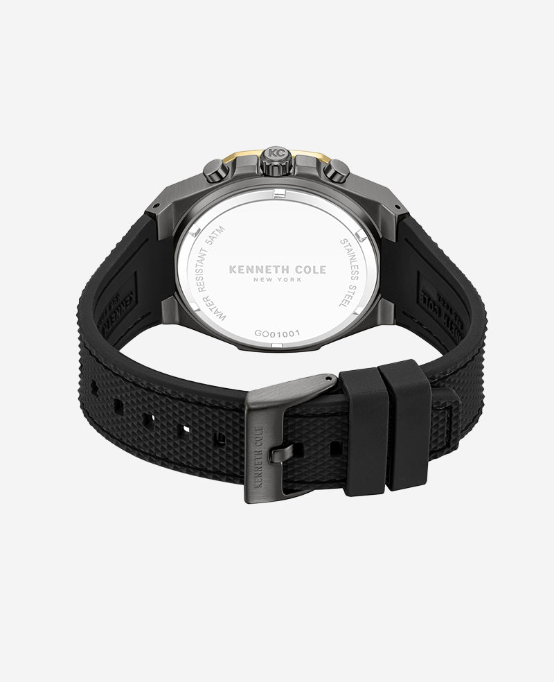 Kenneth Cole Reaction Watches Dress Sport Chronograph Two-Tone Silicone Strap Watch orologio nero oro cronografo